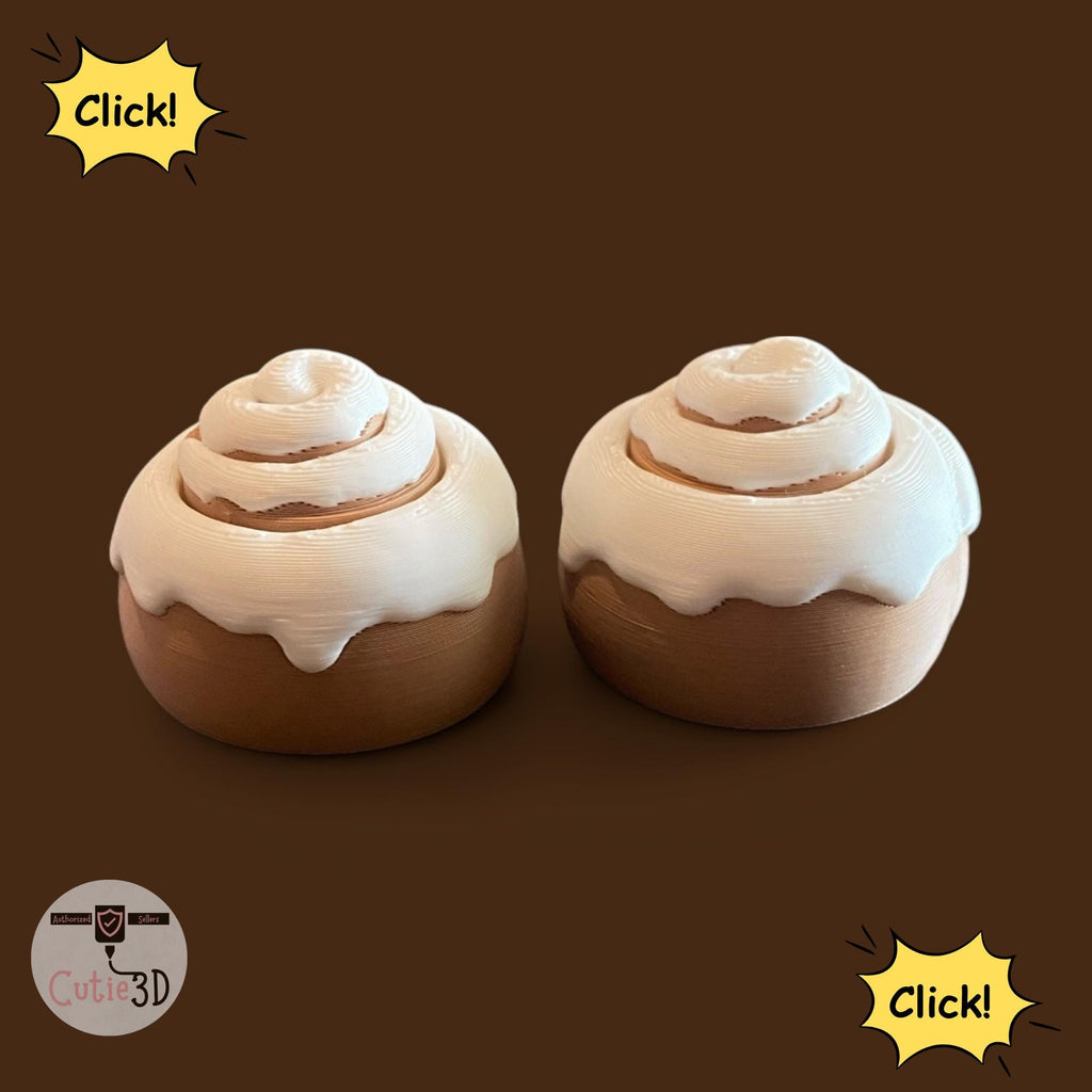 Sweet Cinnamon Roll Anxiety Fidget Clicker Keychain | Kawaii Dessert Sensory Toy