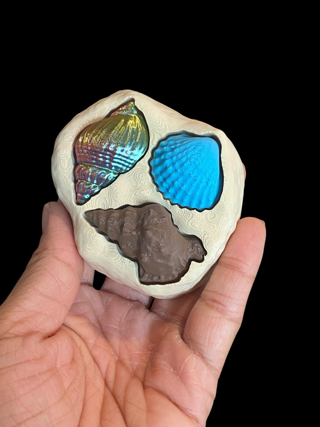 Summer Sea Shells Anxiety Fidget Multi-Clicker Keychain | 3D Printed Sensory Toy