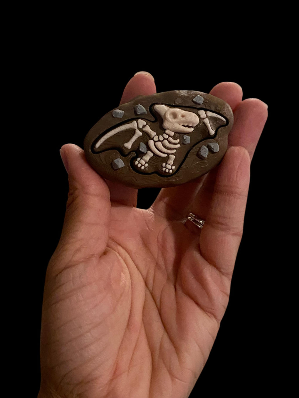 Tactile Dinosaur Fossil Anxiety Fidget Clicker Keychain | Dino Sensory Toy | 3D Printed Stress Reliver