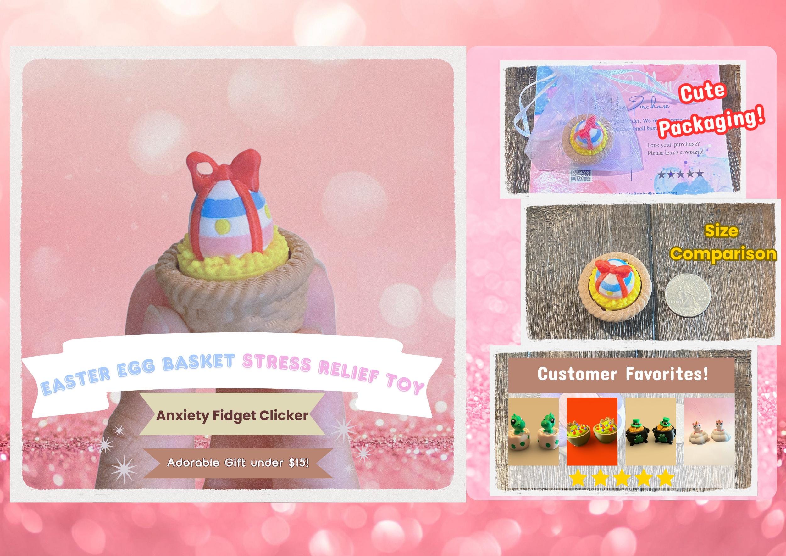 Easter Egg Surprise Basket Anxiety Fidget Clicker Keychain | Sensory Toy | 3D Printed Stress Relief