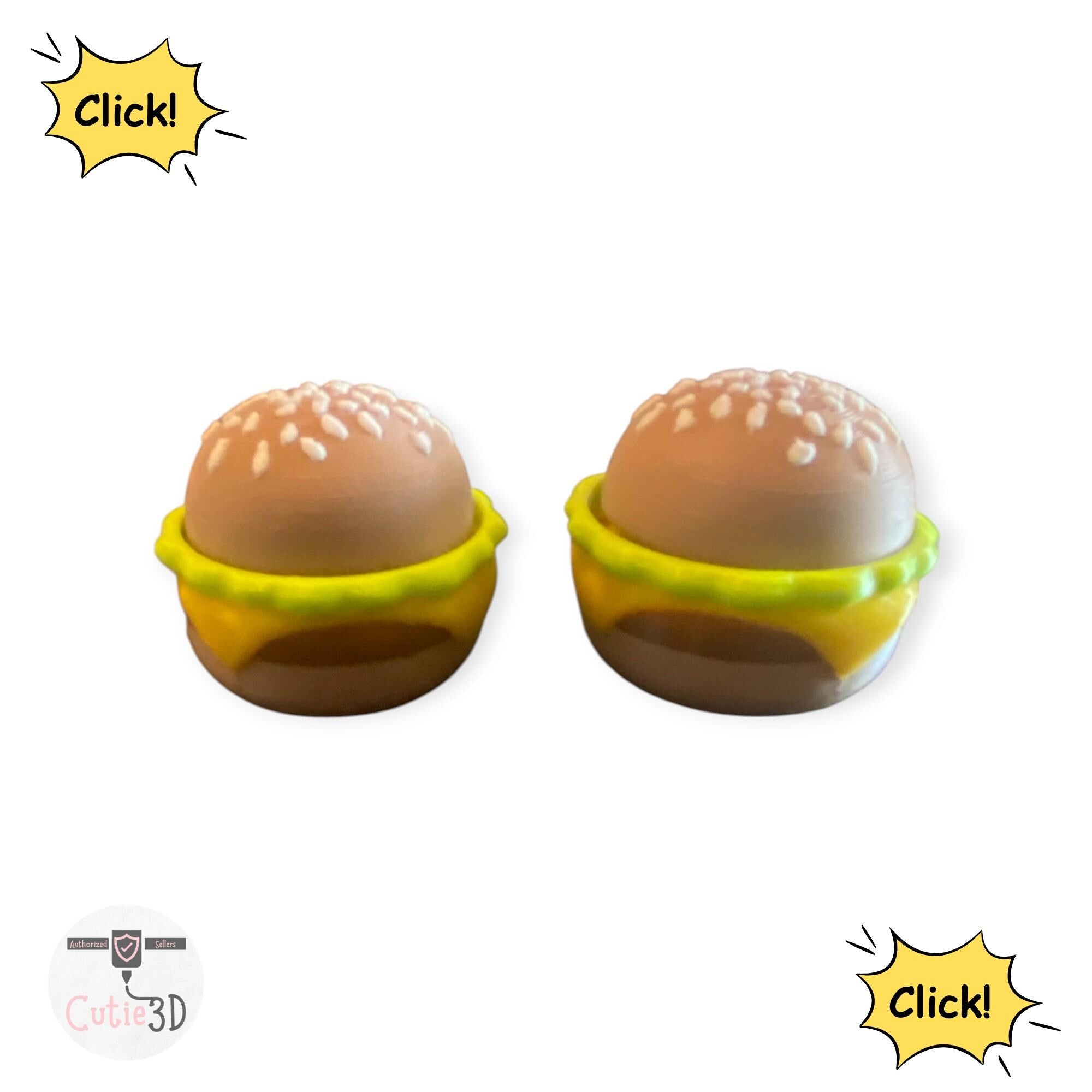 Twisty Cheeseburger Fidget Clicker Keychain  Burger Sensory Toy | Anxiety Stress Relief | 3D Printed