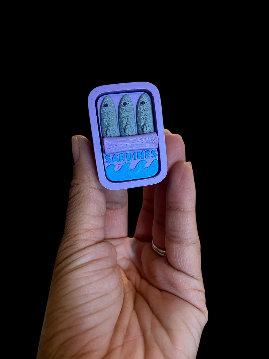 Tactile Sardine Can anxiety Fidget Clicker Keychain | 3D Printed Sensory Toy
