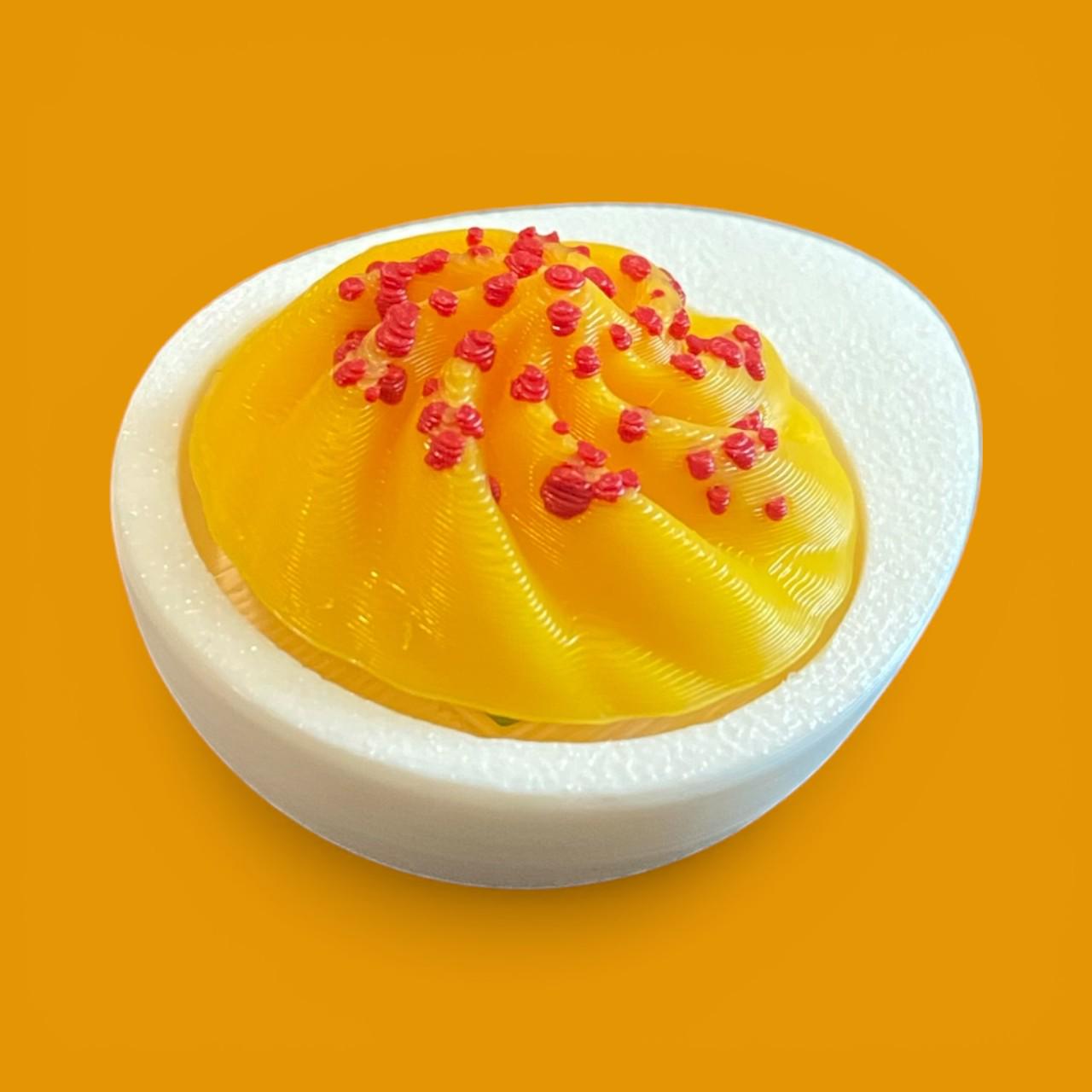Deviled Egg Fidget Clicker Keychain | 3D Printed Sensory Toy | Kawaii Foodie Gift