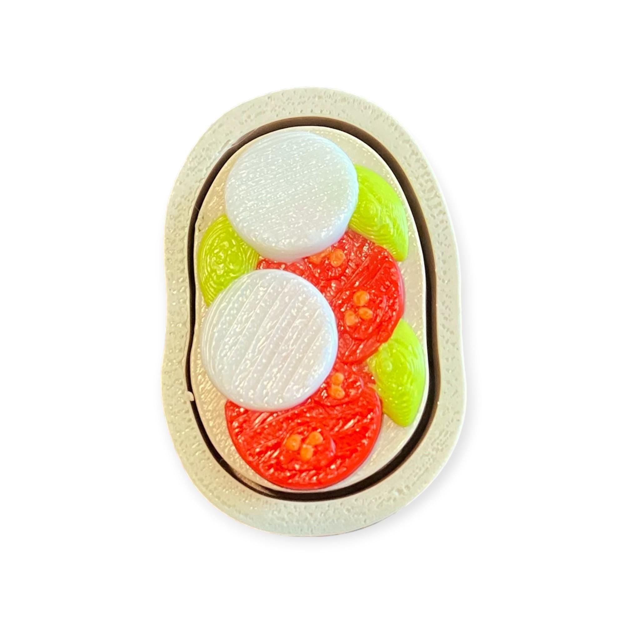 Tiny Bruschetta Bite Fidget Clicker Keychain | 3D Printed Sensory Toy | Foodie Gift