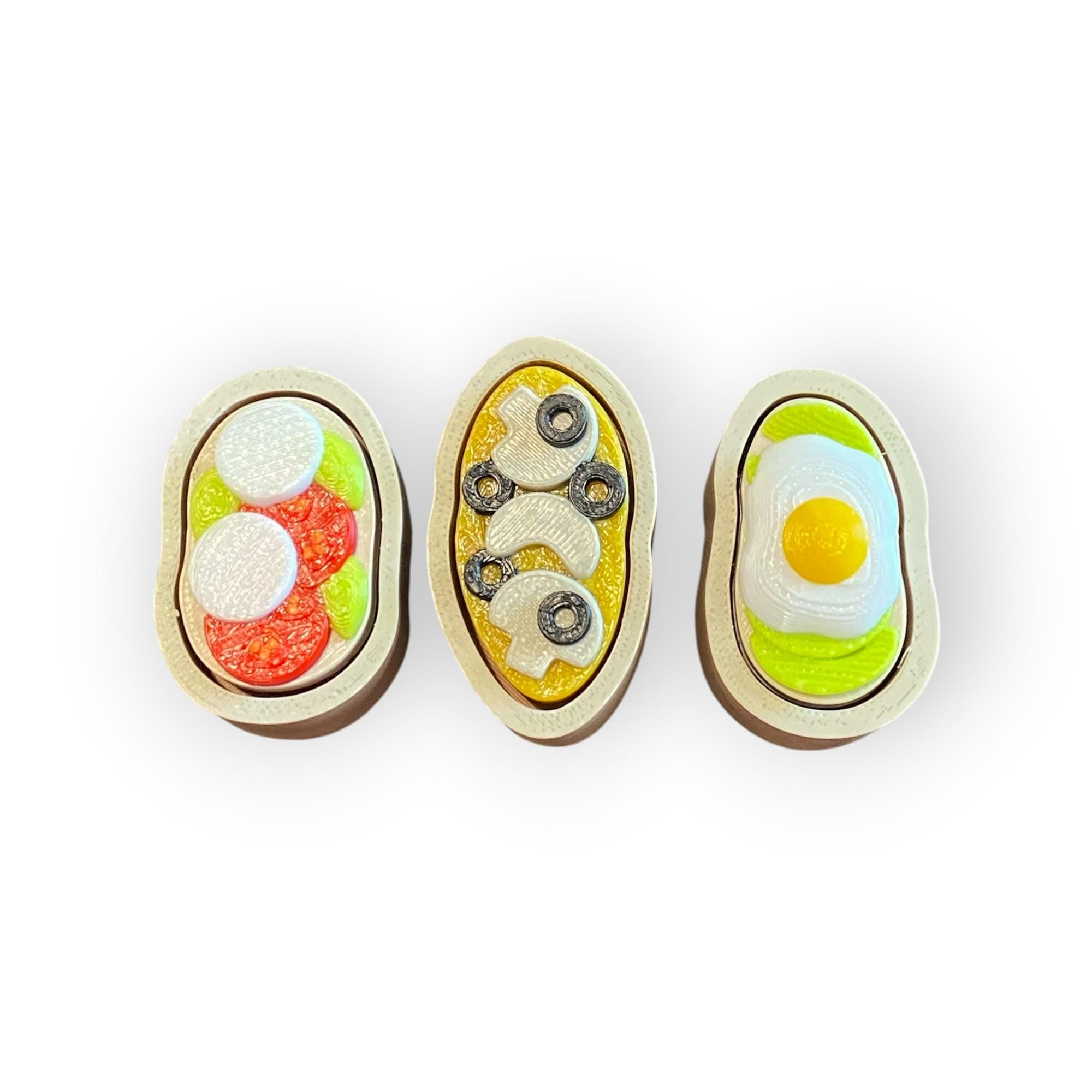 Tiny Bruschetta Bite Fidget Clicker Keychain | 3D Printed Sensory Toy | Foodie Gift