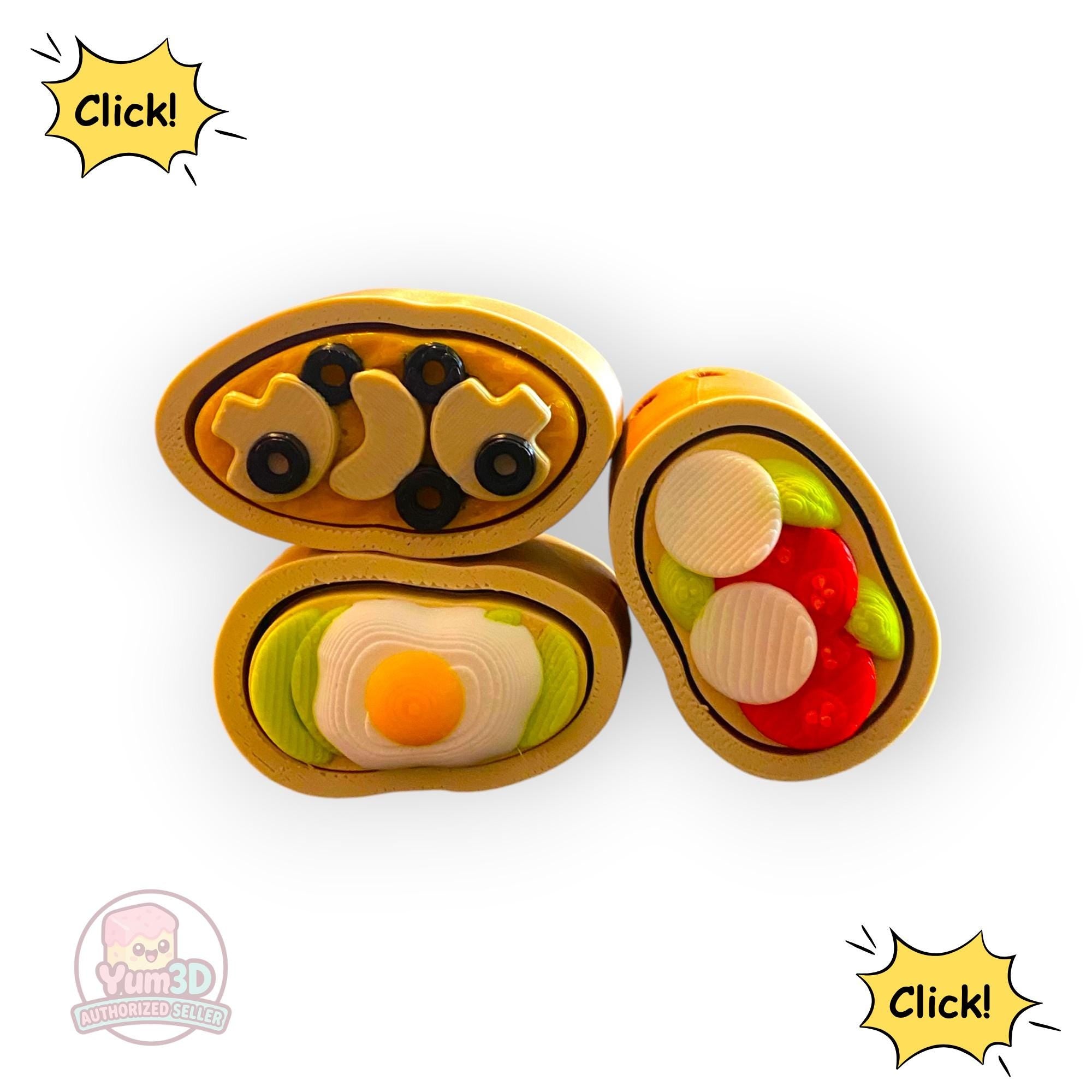 Tiny Bruschetta Bite Fidget Clicker Keychain | 3D Printed Sensory Toy | Foodie Gift