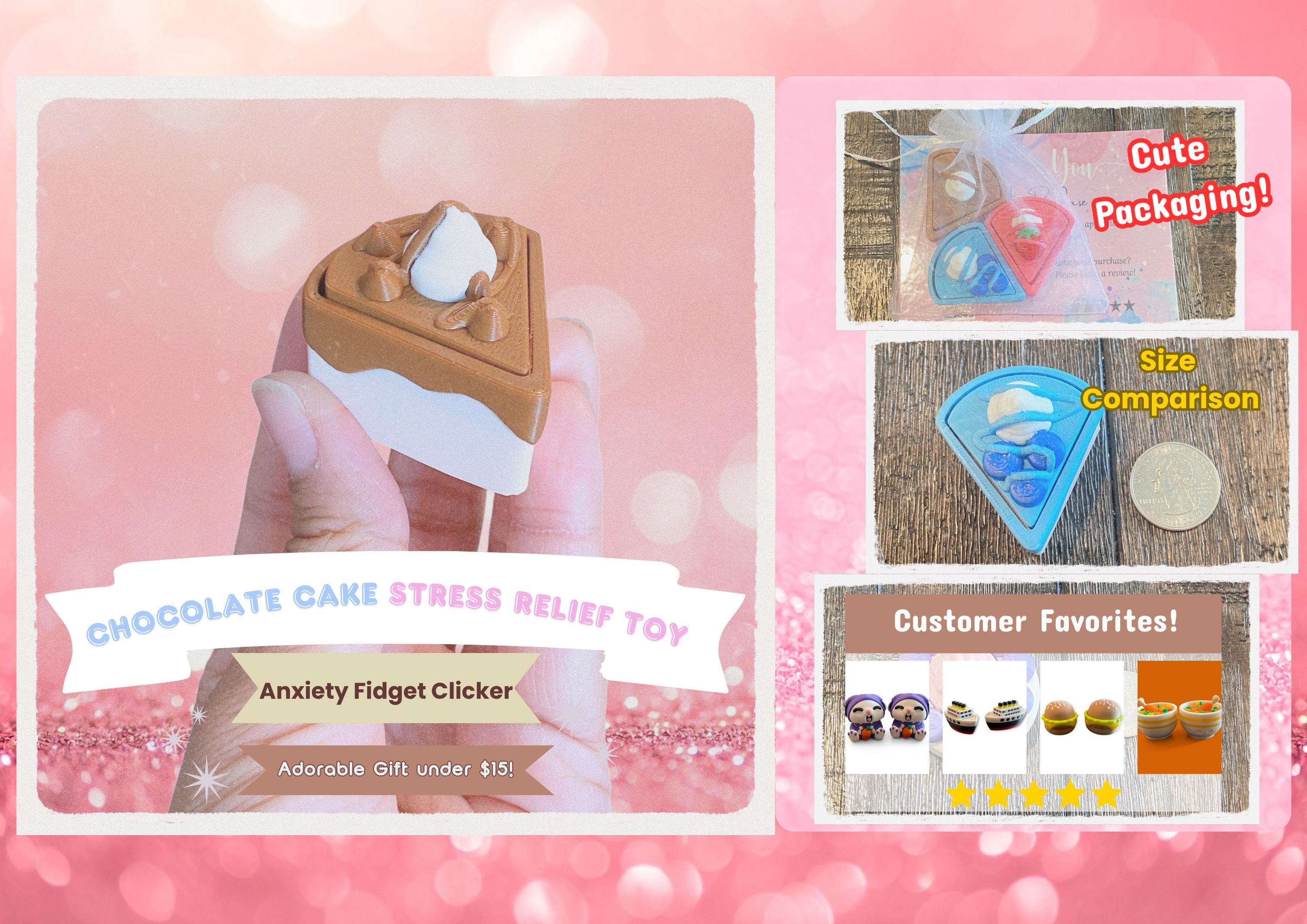 Spring Cake Fidget Clicker Keychain | 3D Printed Sensory Toy | Foodie Gift