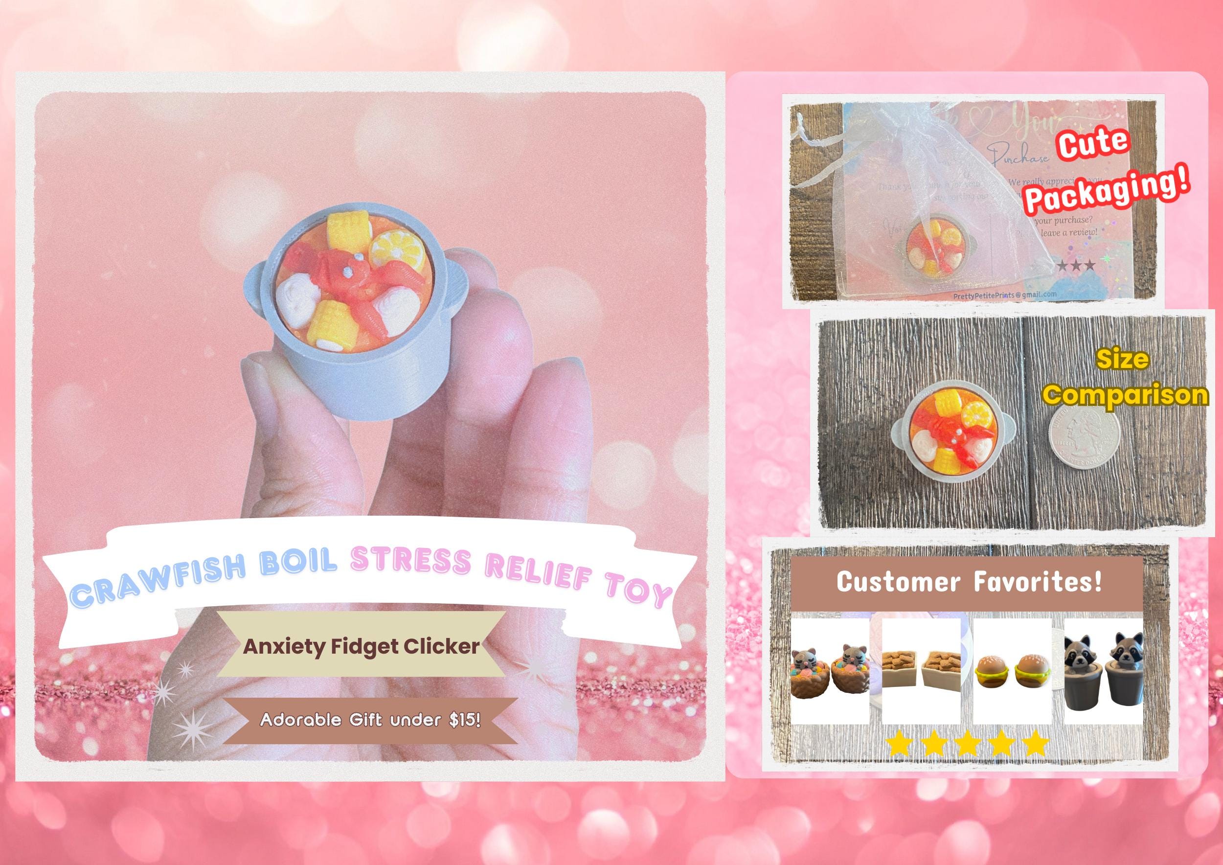 Louisiana Crawfish Boil Fidget Clicker Keychain | 3D Printed Sensory Toy | Cajun Anxiety Relief Gift