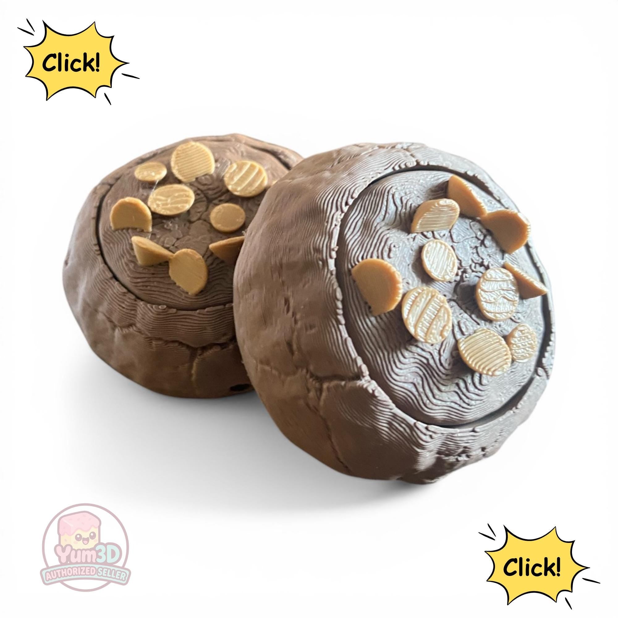 Chocolate Peanut Butter Chip Cookie Fidget Clicker Keychain | Kawaii Sensory Toy | Dessert Gift