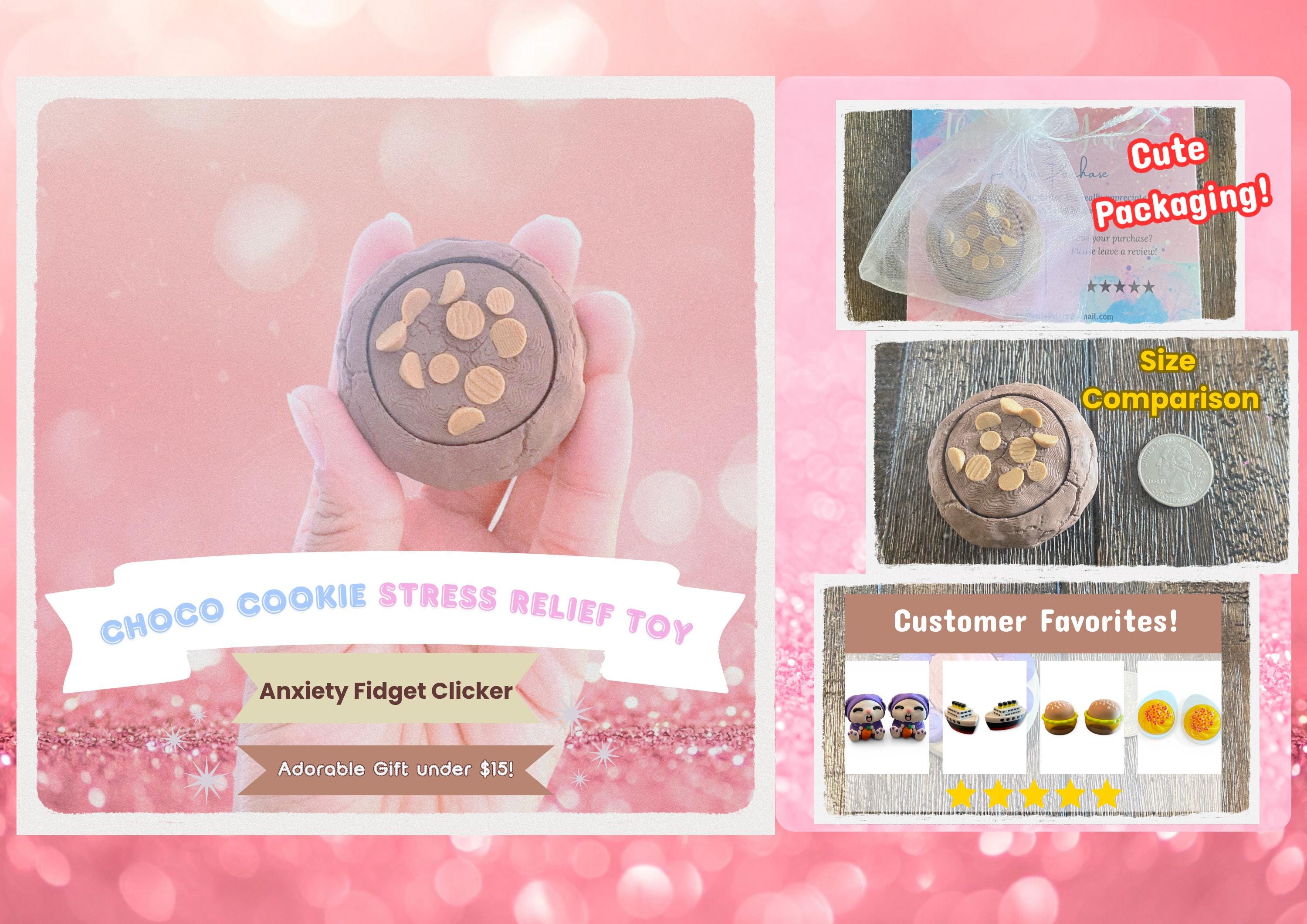 Chocolate Peanut Butter Chip Cookie Fidget Clicker Keychain | Kawaii Sensory Toy | Dessert Gift