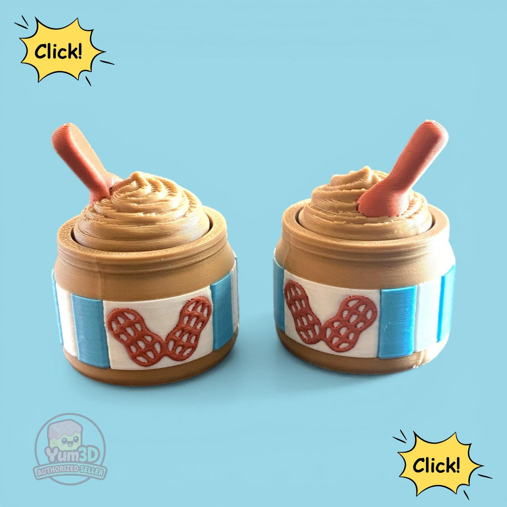 Peanut Butter Jar Fidget Clicker Keychain | Kawaii Sensory Toy | Foodie Gift