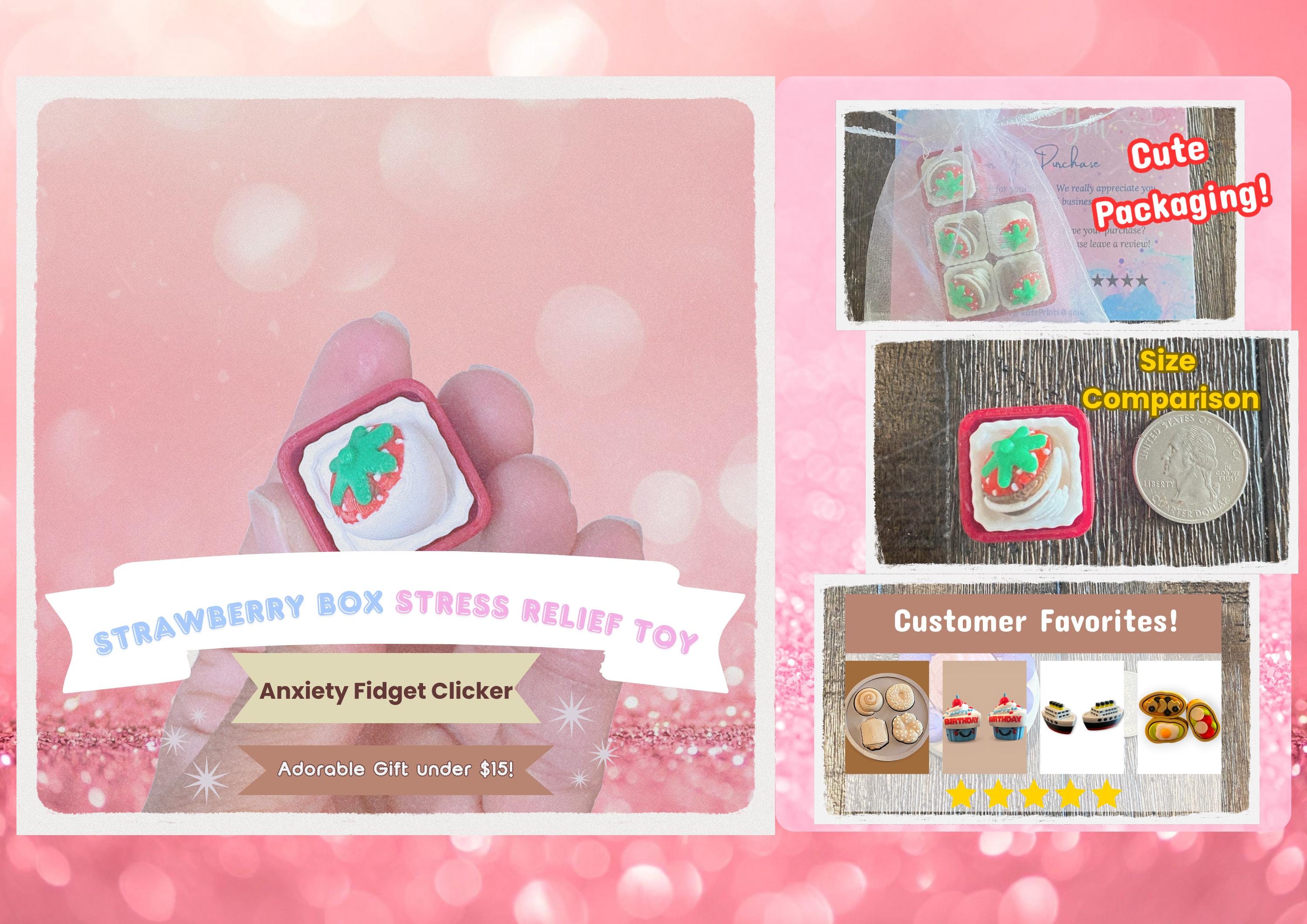Custom Strawberry Snack Box Fidget Clicker Keychain | 3D Printed Sensory Toy | Foodie Gift