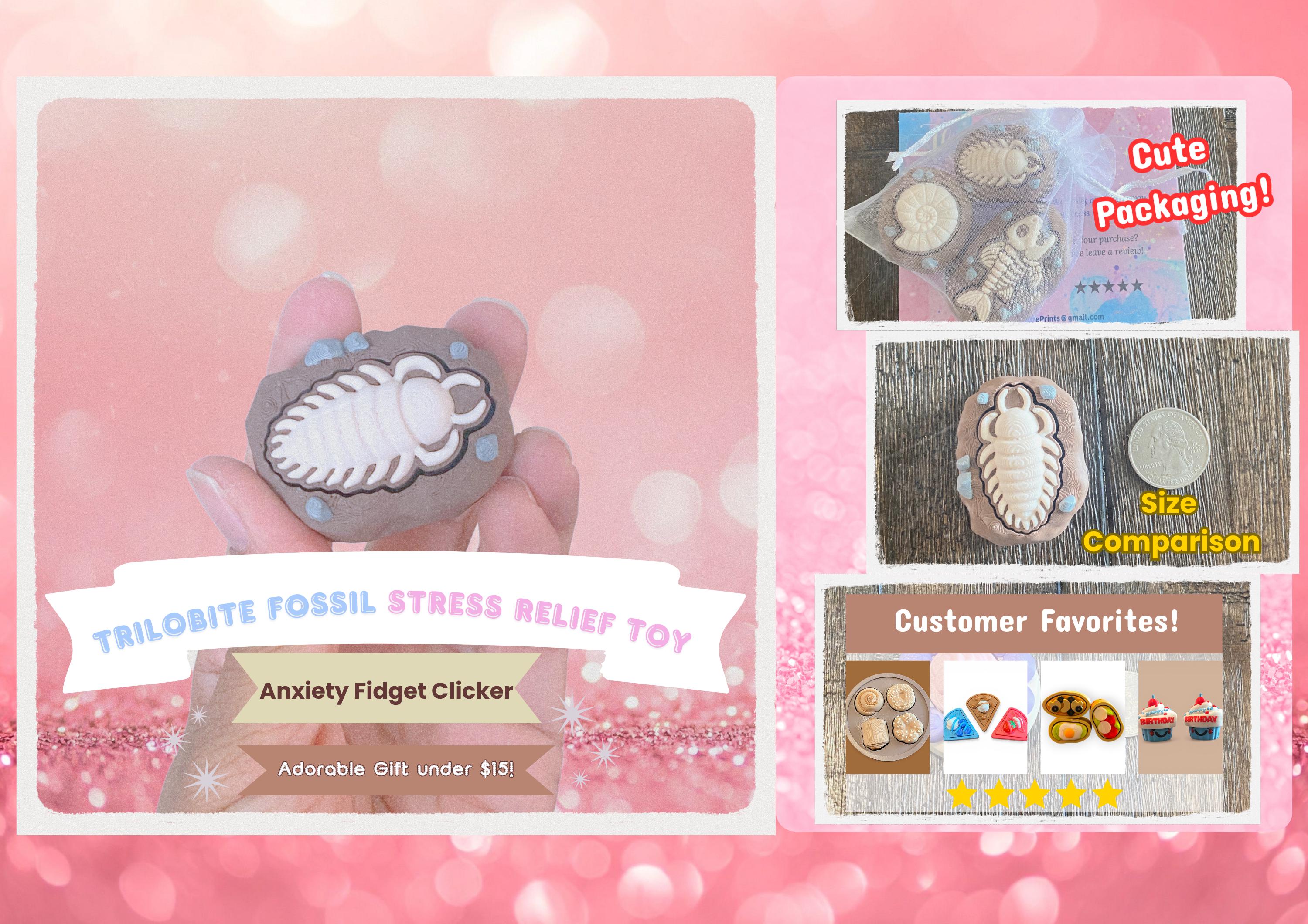 Ammonite Fossil Fidget Clicker Keychain | 3D Printed Sensory Toy | Fossil Lover Gift