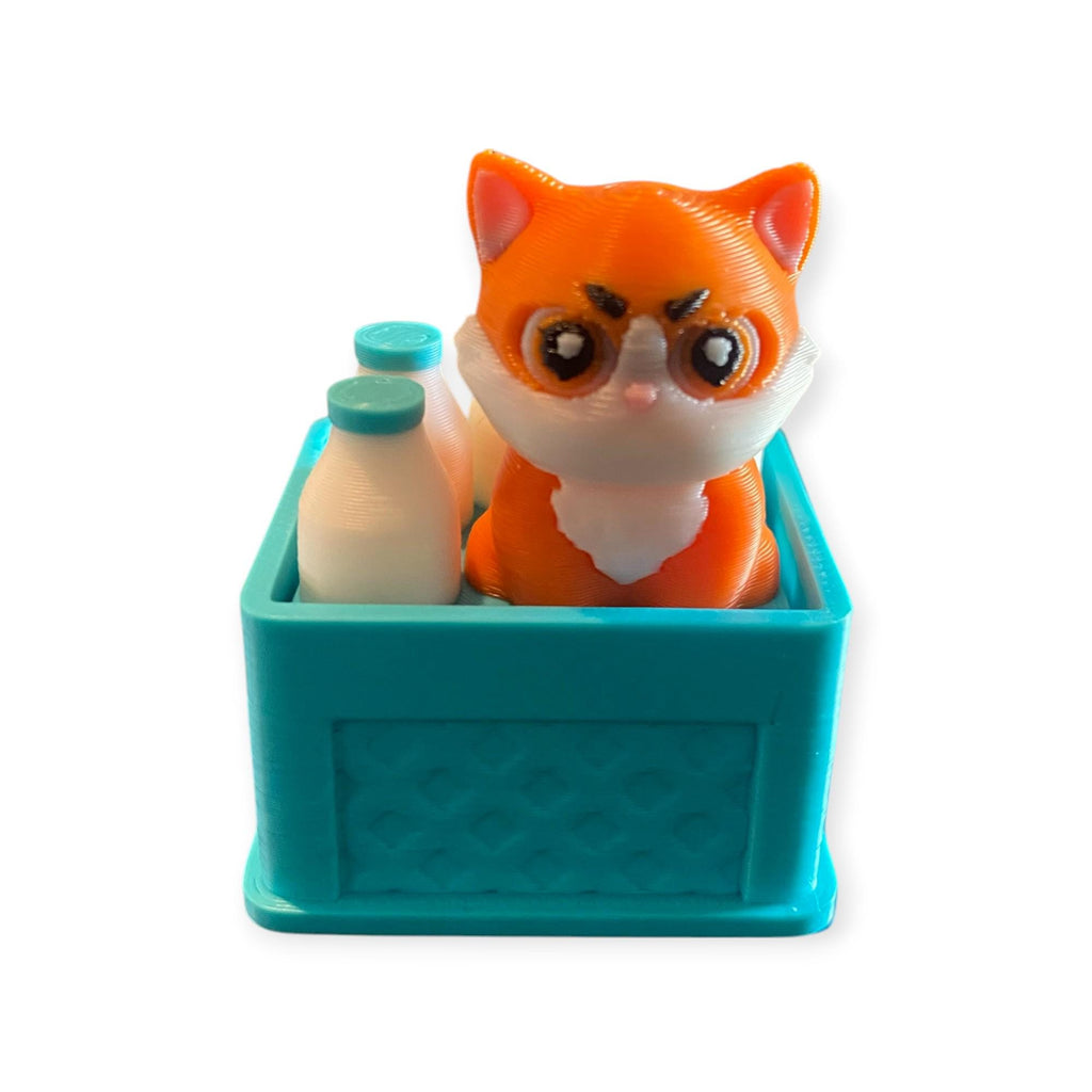Kitty Cat in Milk Crate Fidget Clicker Keychain | 3D Printed Sensory Toy | Cat Gift