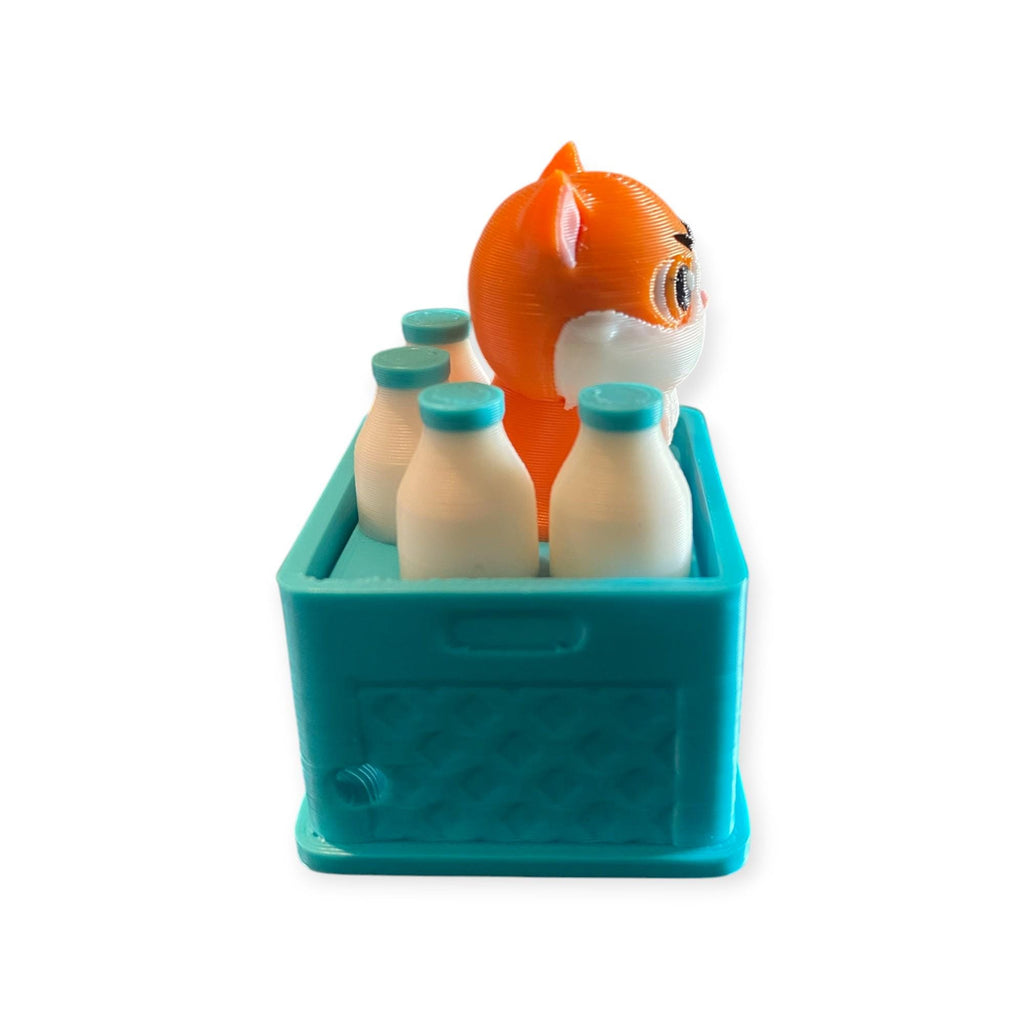 Kitty Cat in Milk Crate Fidget Clicker Keychain | 3D Printed Sensory Toy | Cat Gift
