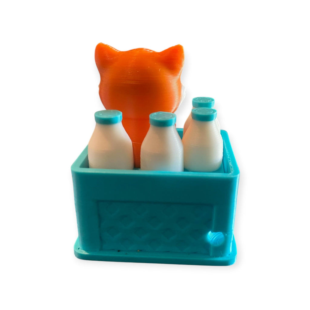 Kitty Cat in Milk Crate Fidget Clicker Keychain | 3D Printed Sensory Toy | Cat Gift