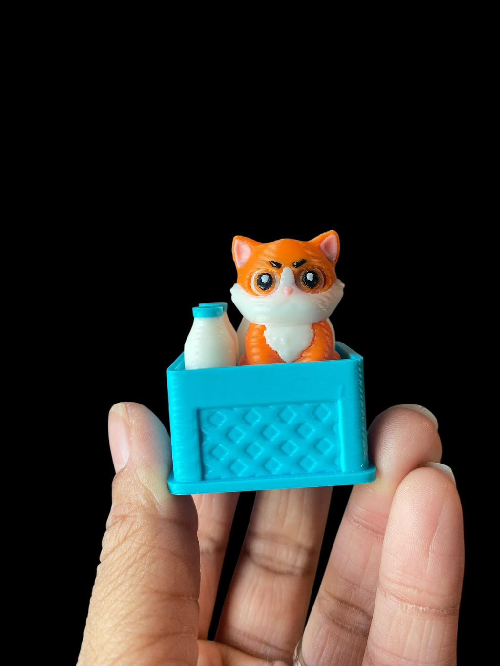 Kitty Cat in Milk Crate Fidget Clicker Keychain | 3D Printed Sensory Toy | Cat Gift