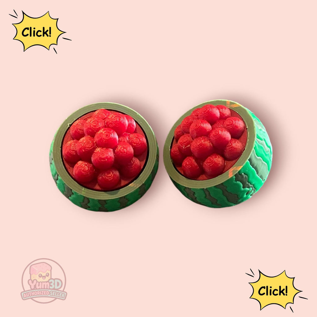 Juicy Watermelon Bowl Fidget Clicker Keychain | 3D Printed Sensory Toy | Summer Gift