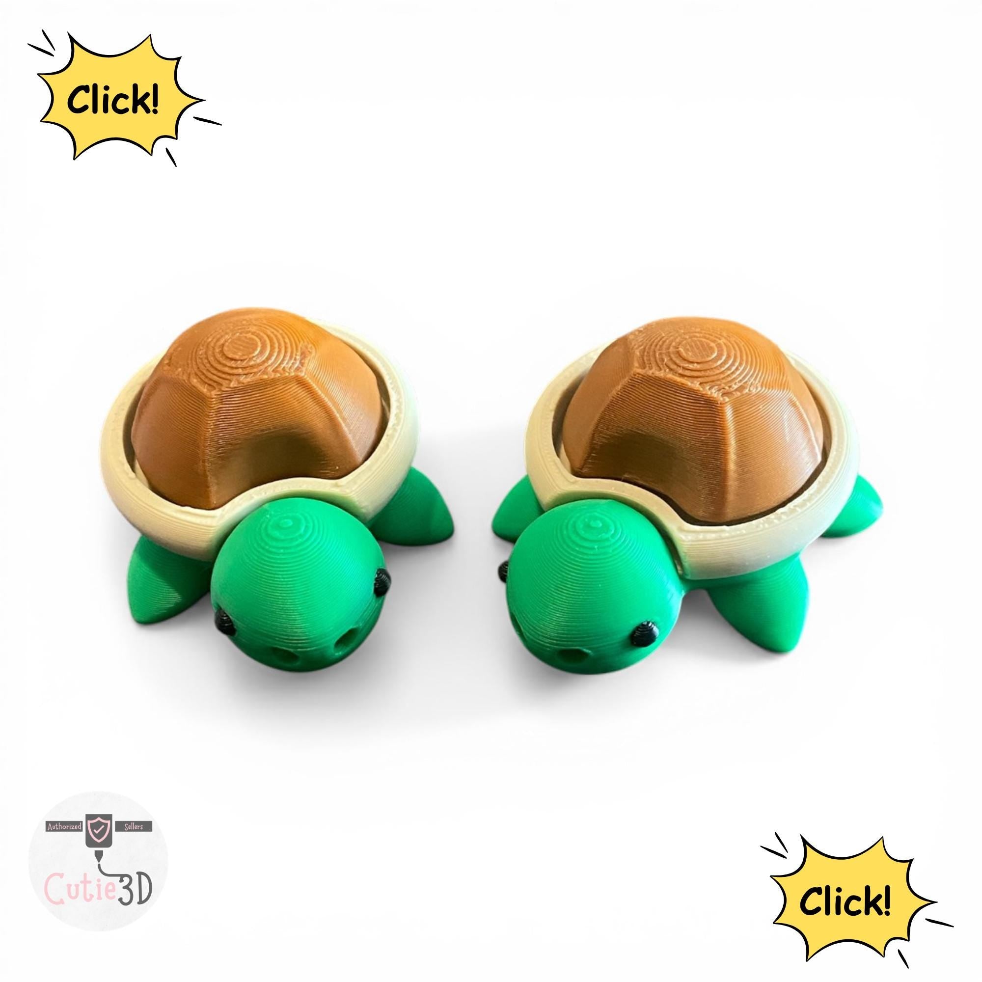 Adorable Baby Turtle Fidget Clicker Keychain | 3D Printed Sensory Toy | Anxiety Relief Gift