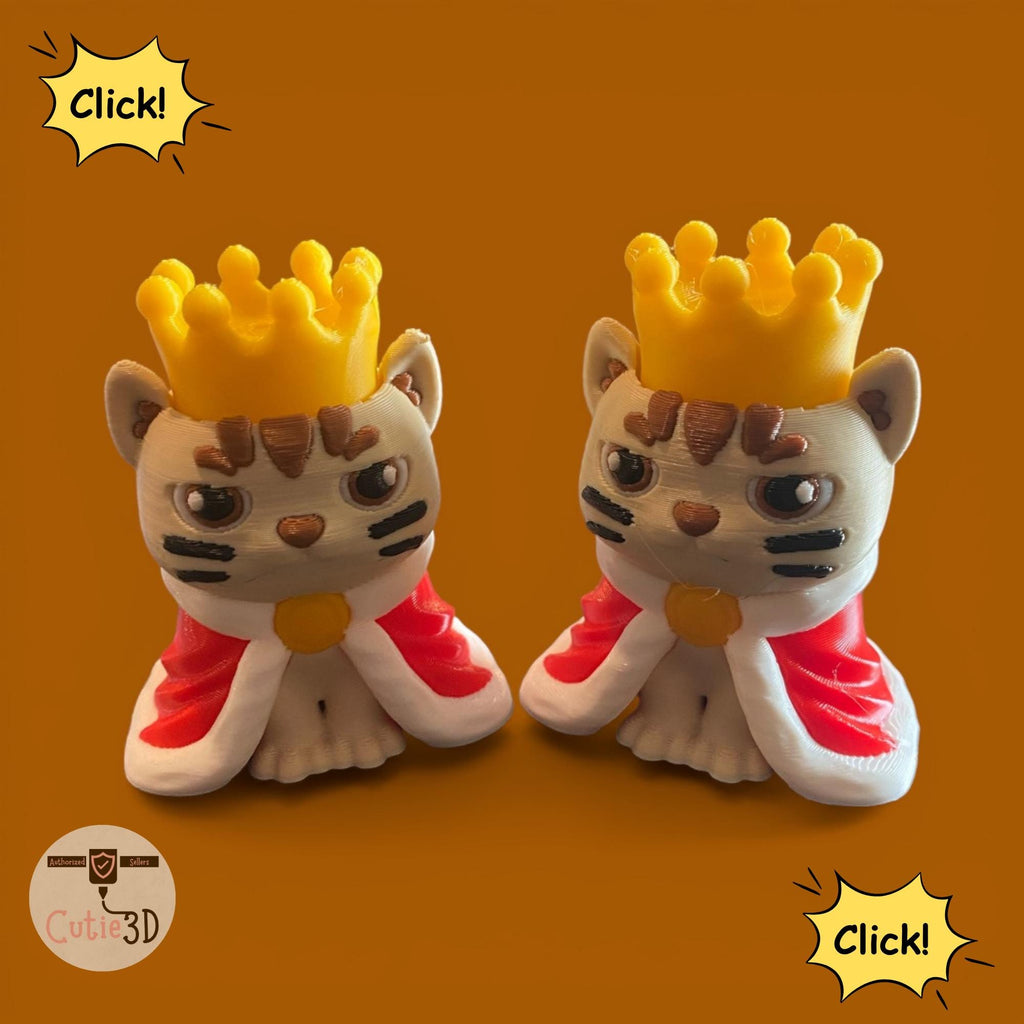 Cat King Anxiety Fidget Clicker | 3D Printed Stress Relief Toy