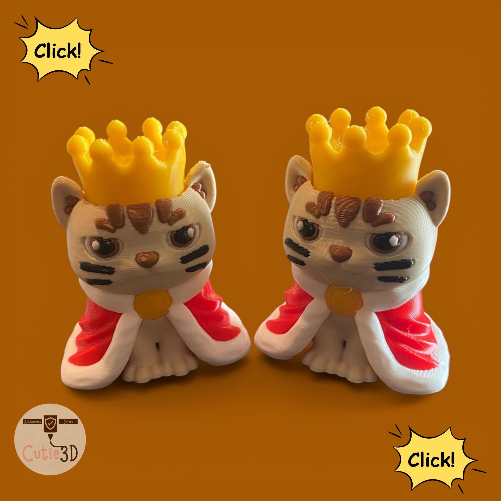 Cat King Anxiety Fidget Clicker | 3D Printed Stress Relief Toy