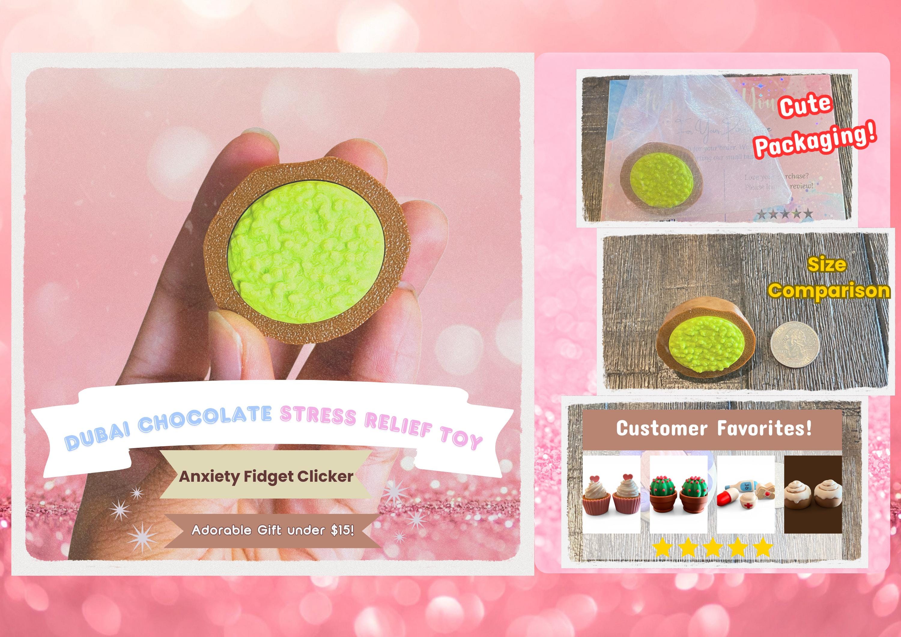 Sweet Dubai Chocolate Fidget Clicker Keychain | Kawaii Dessert Sensory Toy | Anxiety Relief Gift