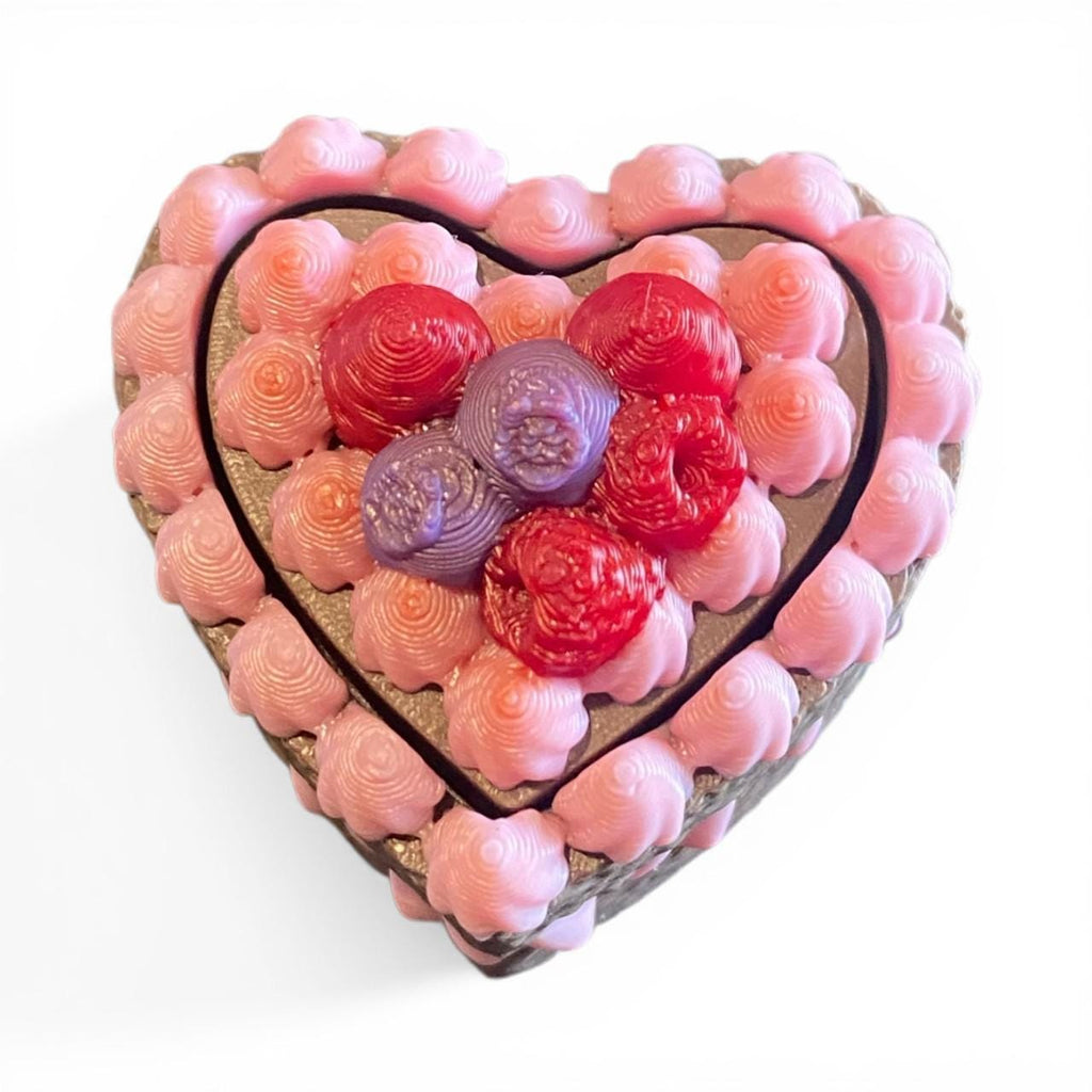 Chocolate Heart Cake Fidget Clicker Keychain | 3D Printed Sensory Toy | Dessert Gift