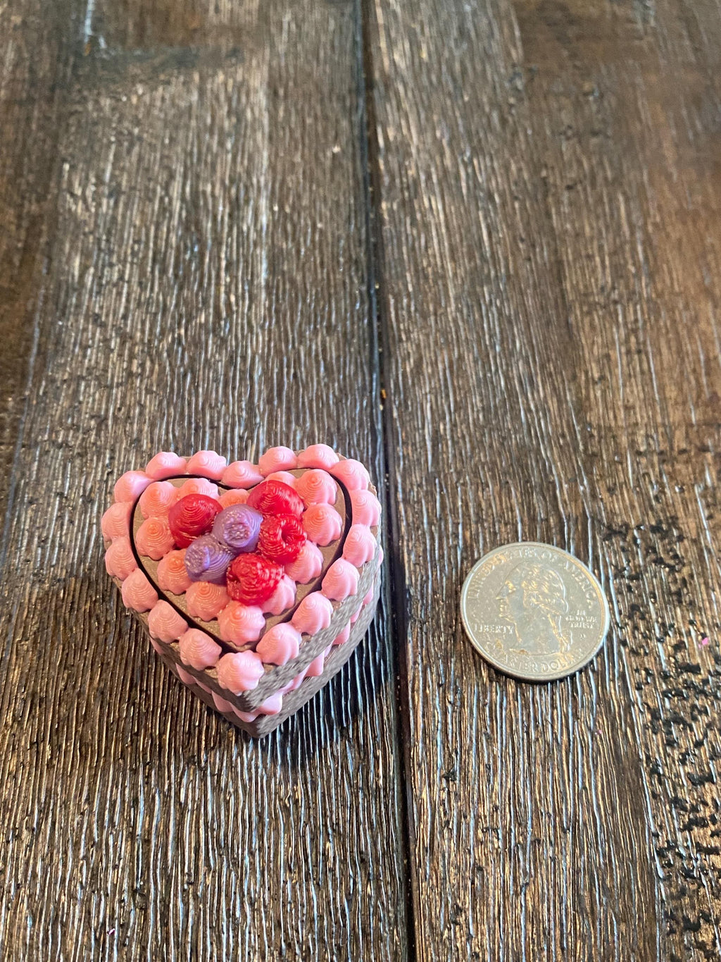 Chocolate Heart Cake Fidget Clicker Keychain | 3D Printed Sensory Toy | Dessert Gift