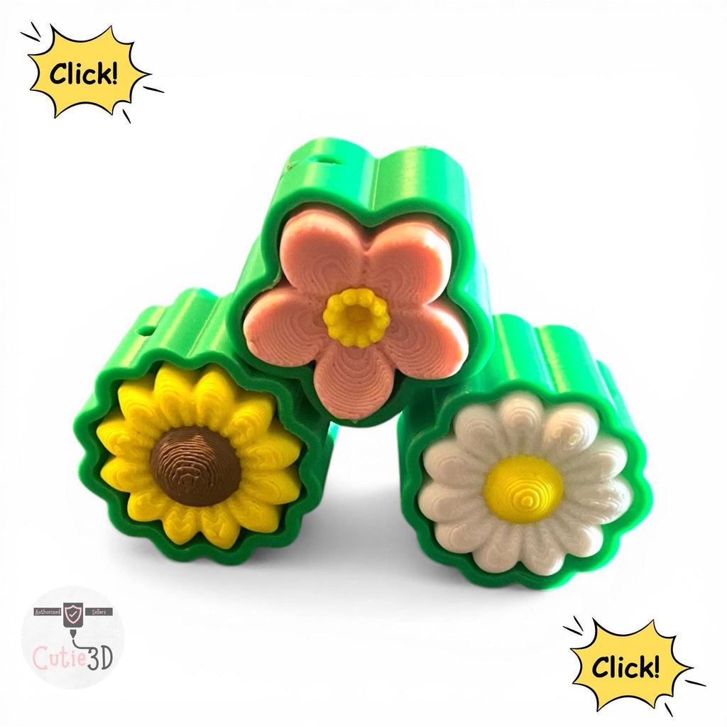 Spring Flower Fidget Clicker Set | 3D Printed Sensory Toy | Floral Gift
