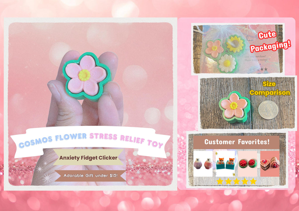 Spring Flower Fidget Clicker Set | 3D Printed Sensory Toy | Floral Gift