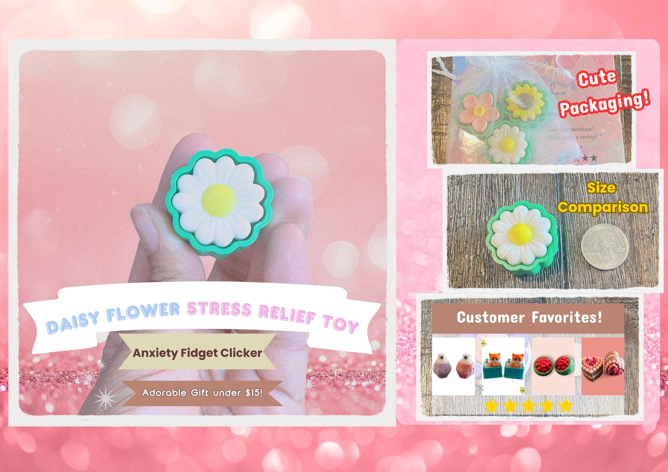 Spring Flower Fidget Clicker Set | 3D Printed Sensory Toy | Floral Gift
