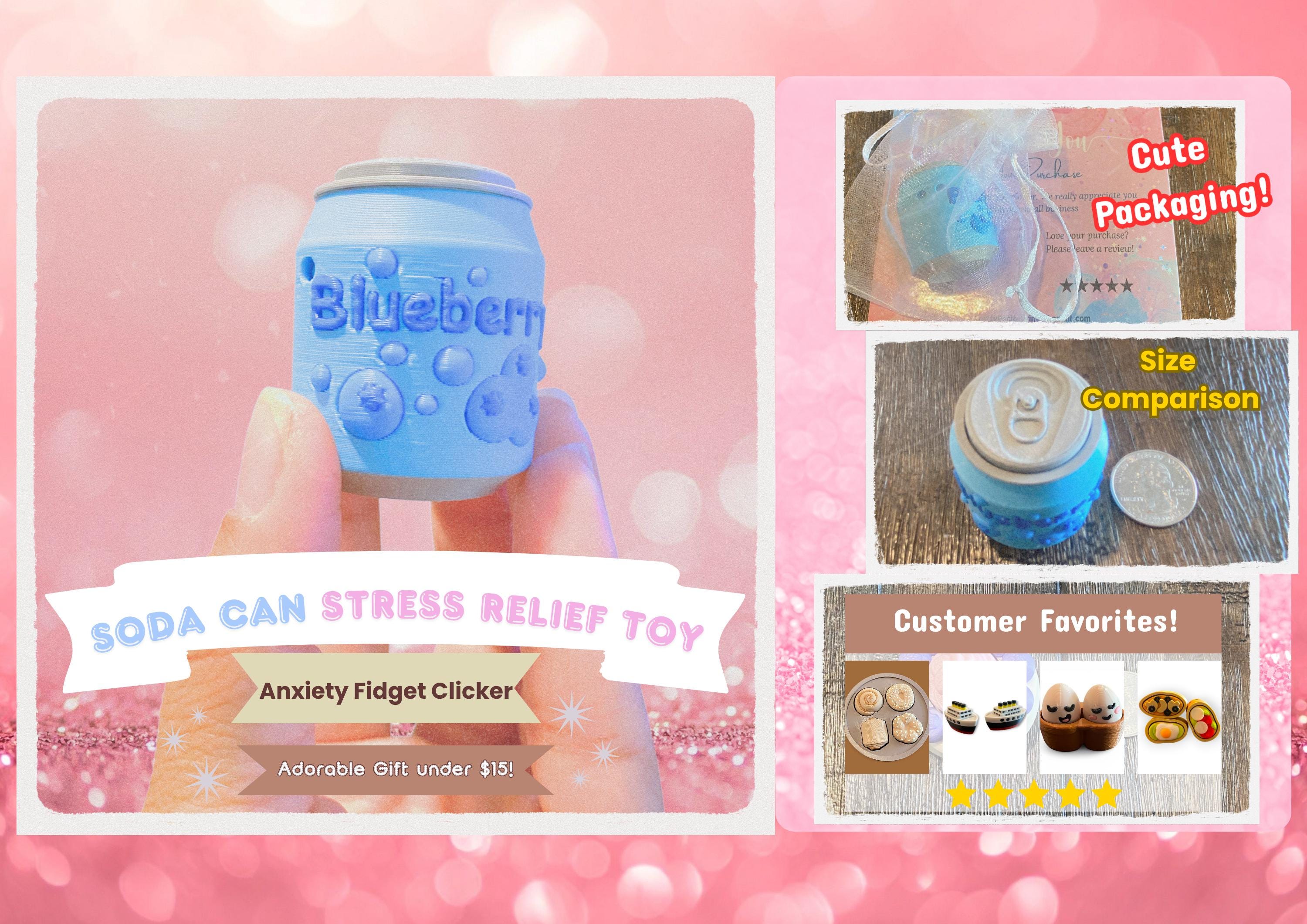 Tiny Soda Can Fidget Clicker Keychain | 3D Printed Sensory Toy | Custom Drink Gift