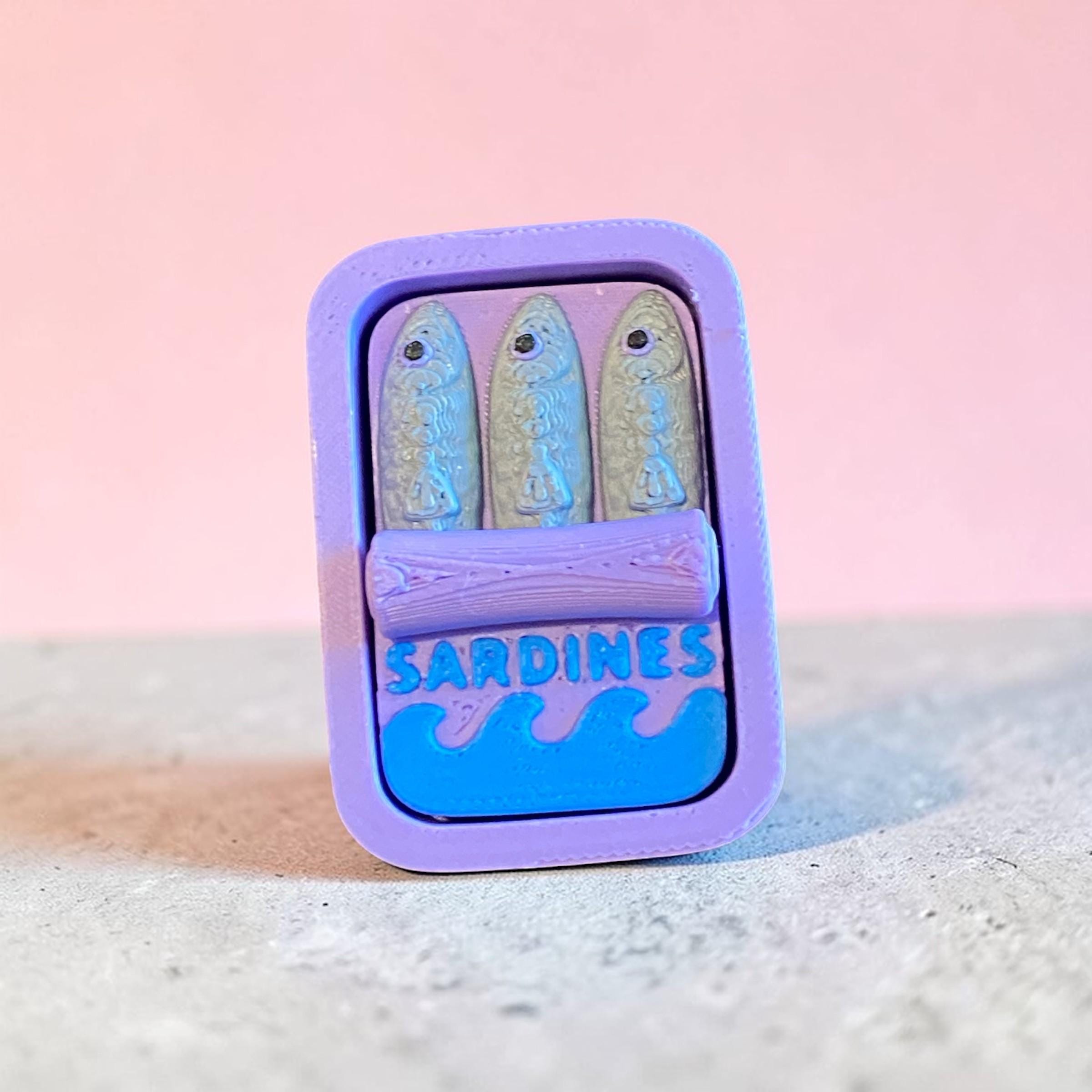 Tactile Sardine Can anxiety Fidget Clicker Keychain | 3D Printed Sensory Toy