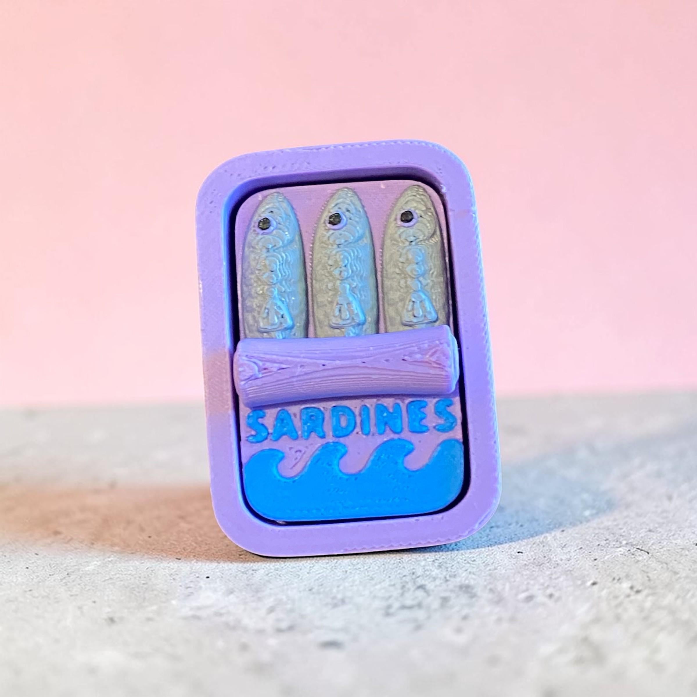 Tactile Sardine Can anxiety Fidget Clicker Keychain | 3D Printed Sensory Toy