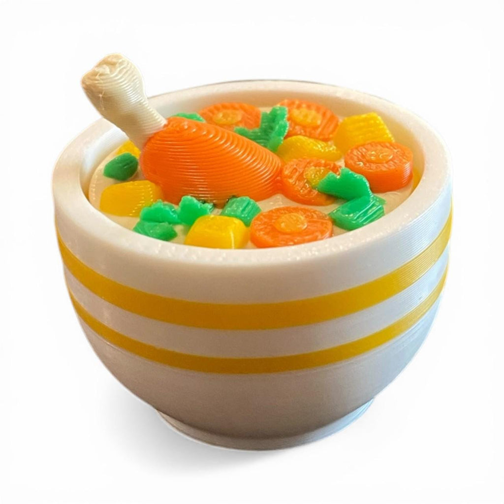 Delicious Chicken Soup Fidget Clicker Keychain | 3D Printed Sensory Toy | Kawaii Comfort Food Gift
