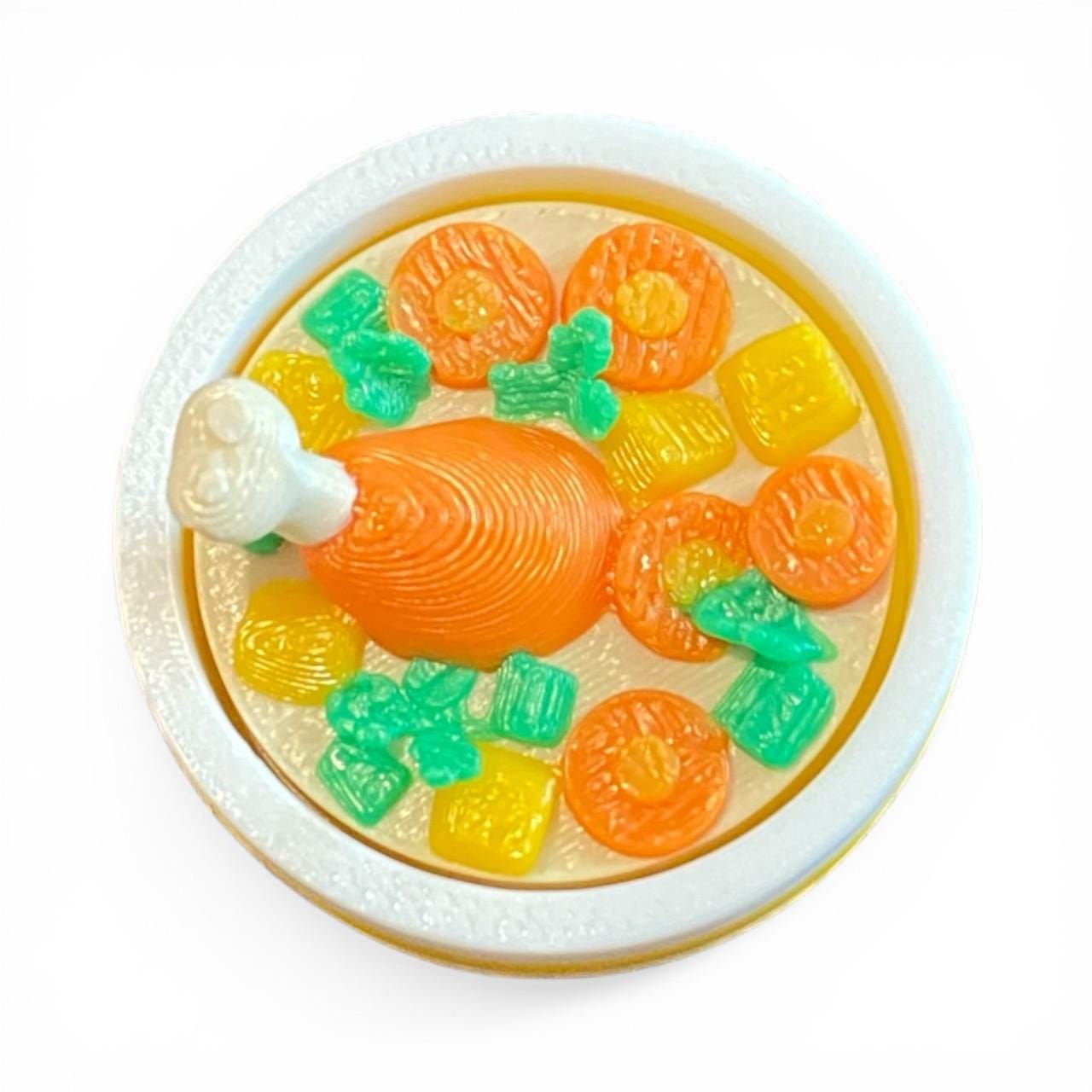 Delicious Chicken Soup Fidget Clicker Keychain | 3D Printed Sensory Toy | Kawaii Comfort Food Gift