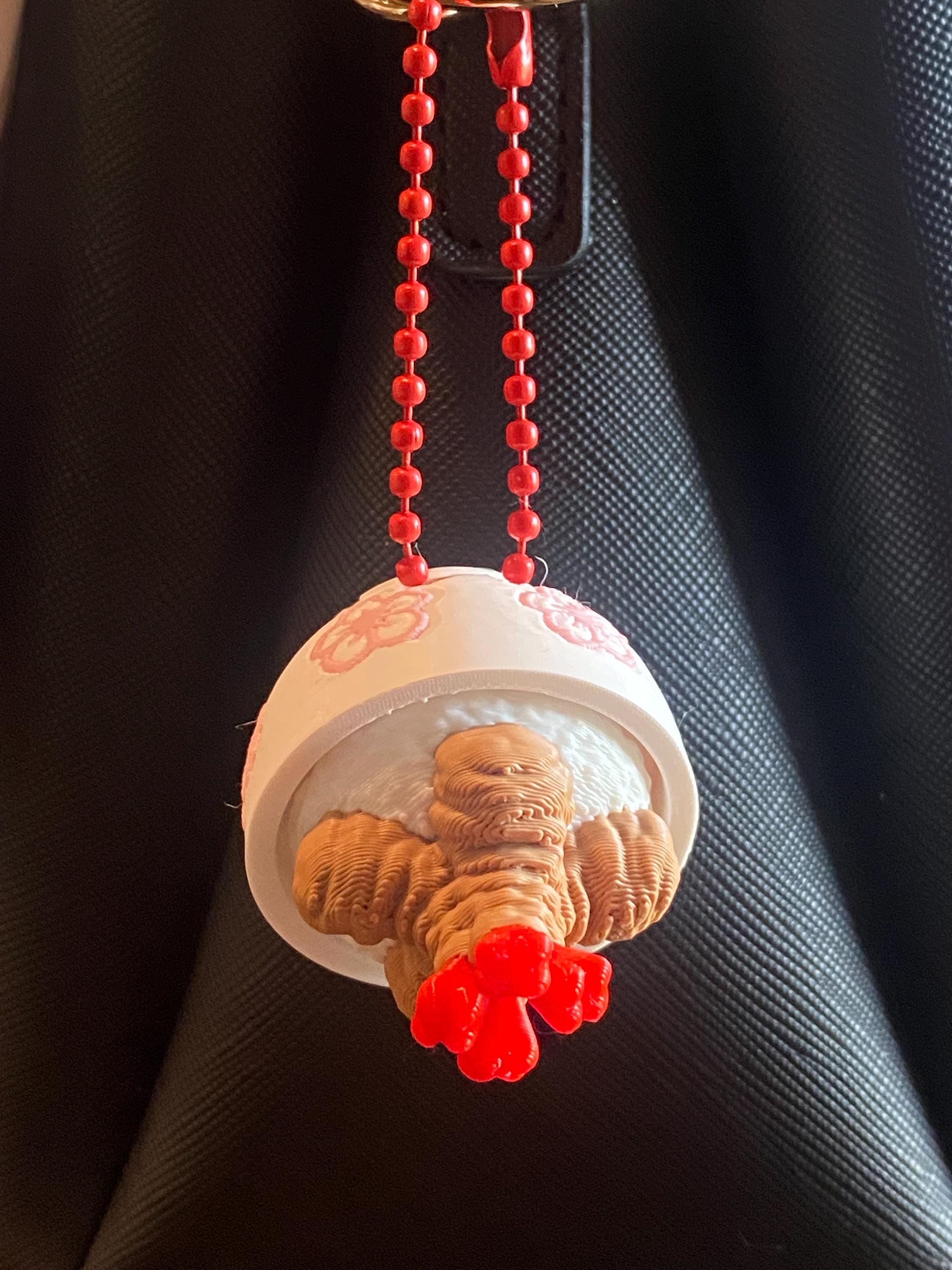 Tempura Rice Bowl Fidget Clicker Keychain | 3D Printed Kawaii Sensory Toy | Foodie Gift