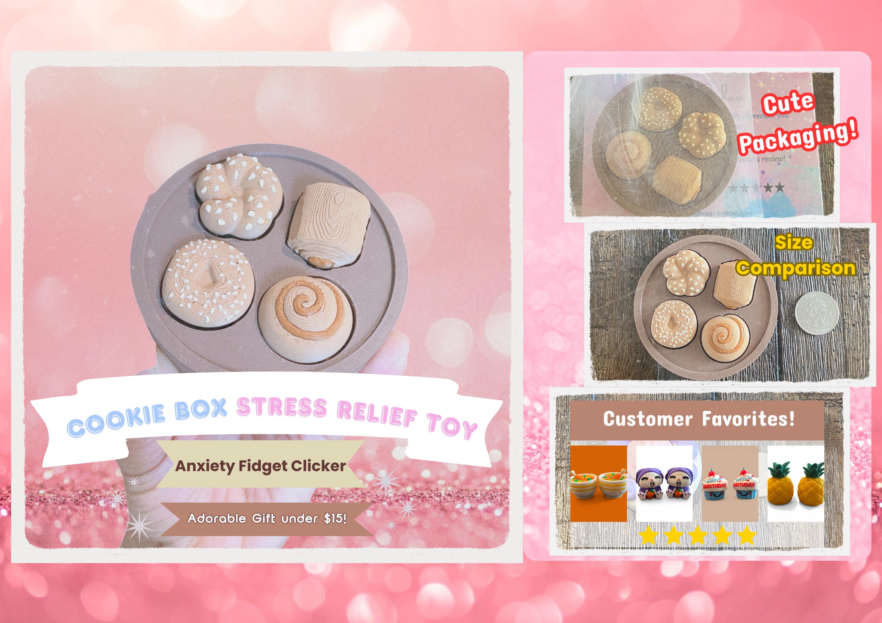 Sensory Rich Cookie Box Fidget Clicker Keychain | 3D Printed Sensory Toy | Dessert Gift