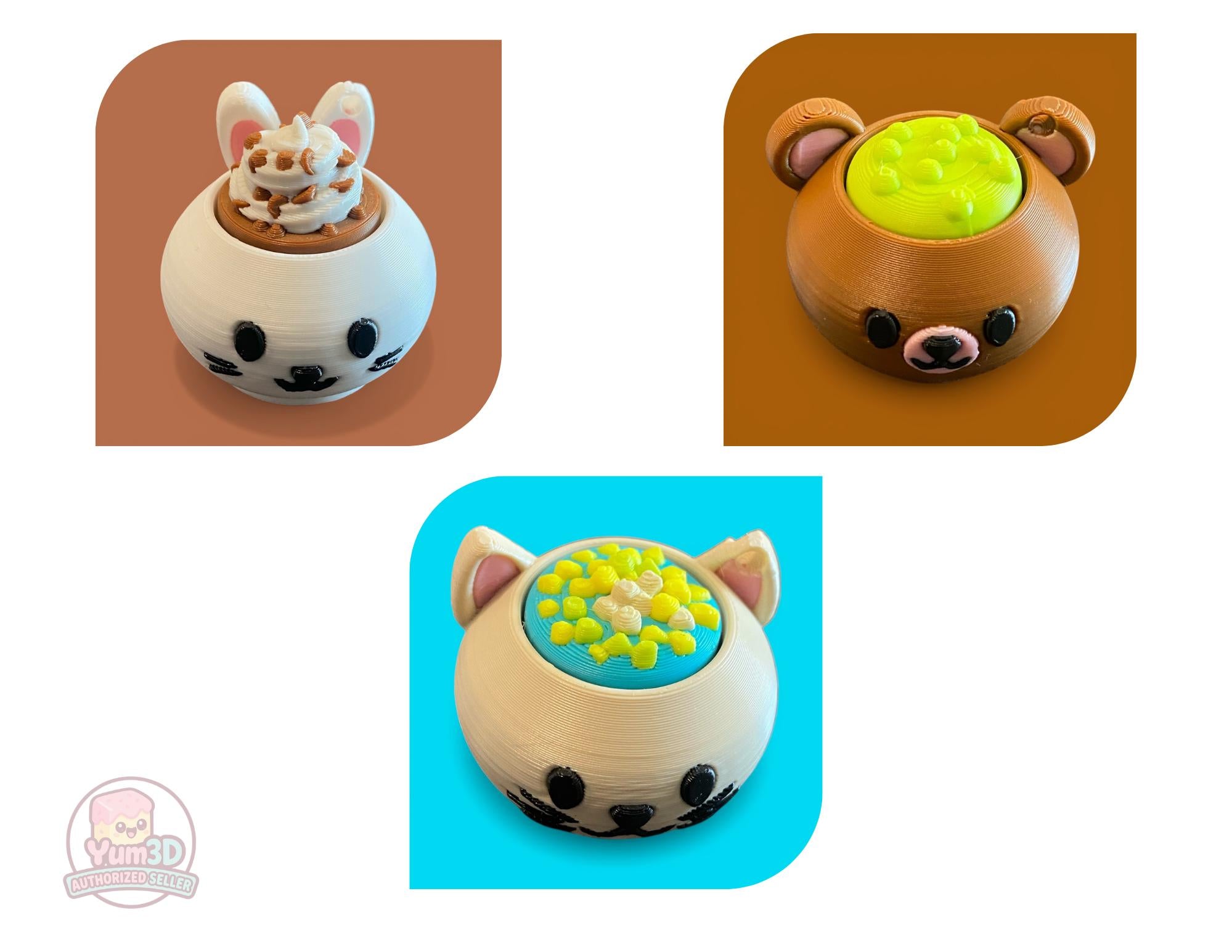Custom Animal Latte Fidget Clicker Keychain | 3D Printed Sensory Toy