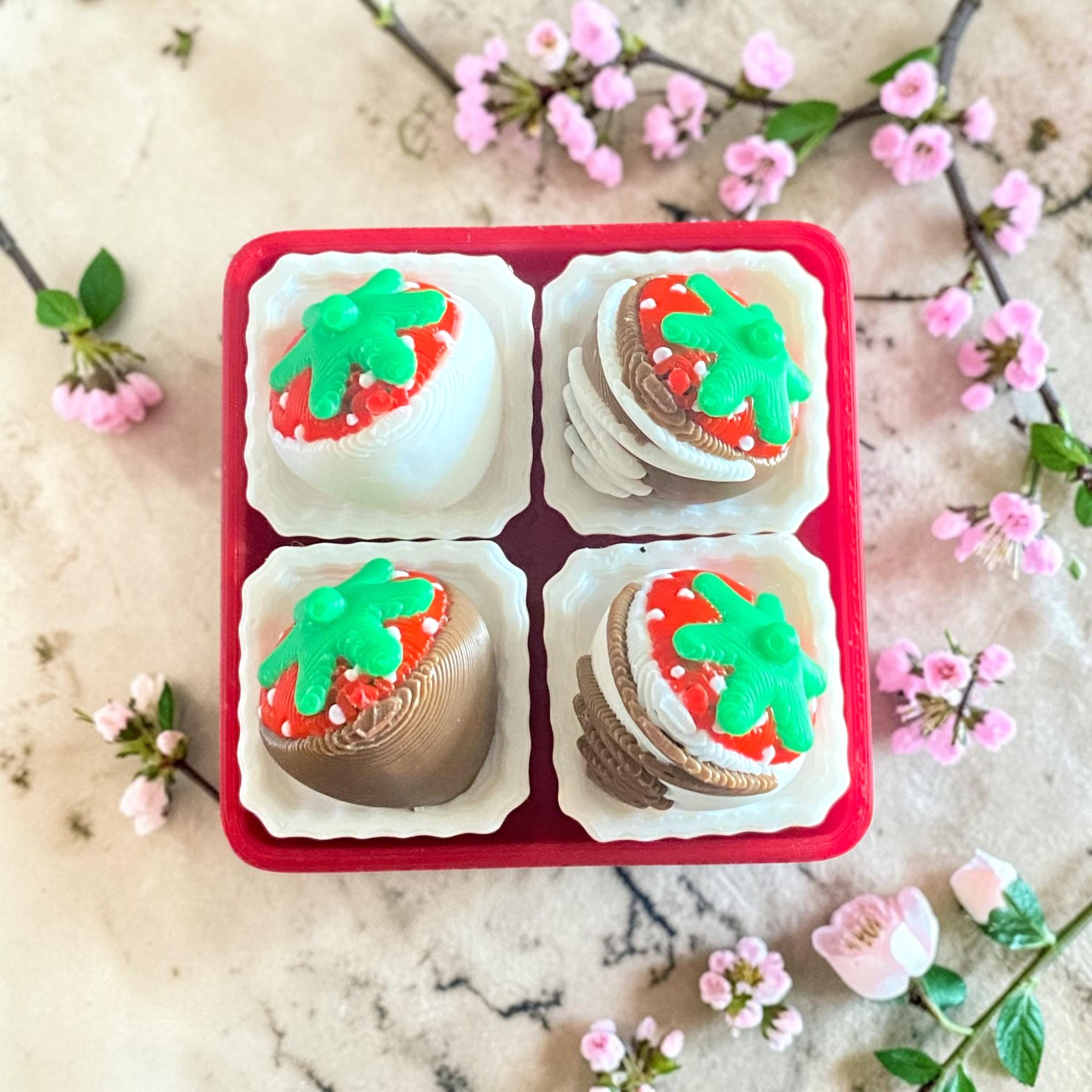 Custom Strawberry Snack Box Fidget Clicker Keychain | 3D Printed Sensory Toy | Foodie Gift