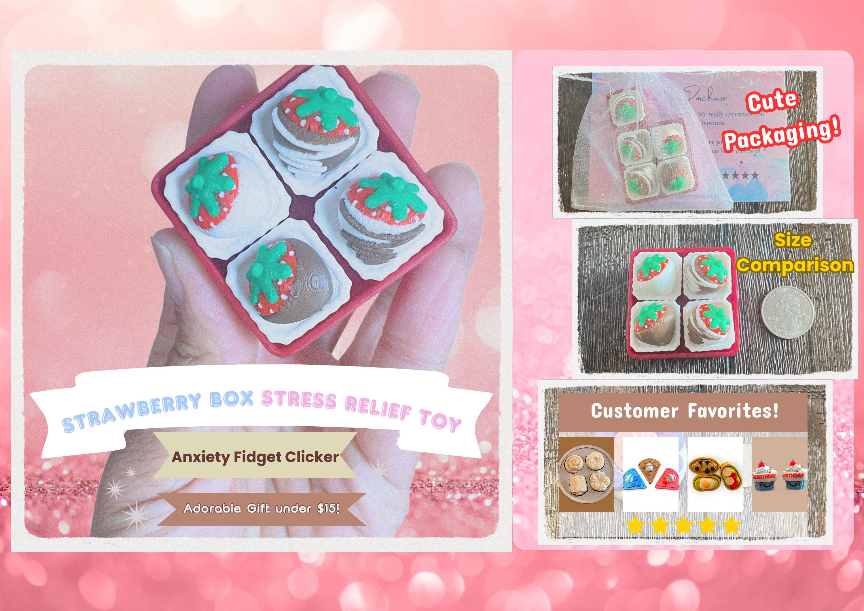 Custom Strawberry Snack Box Fidget Clicker Keychain | 3D Printed Sensory Toy | Foodie Gift