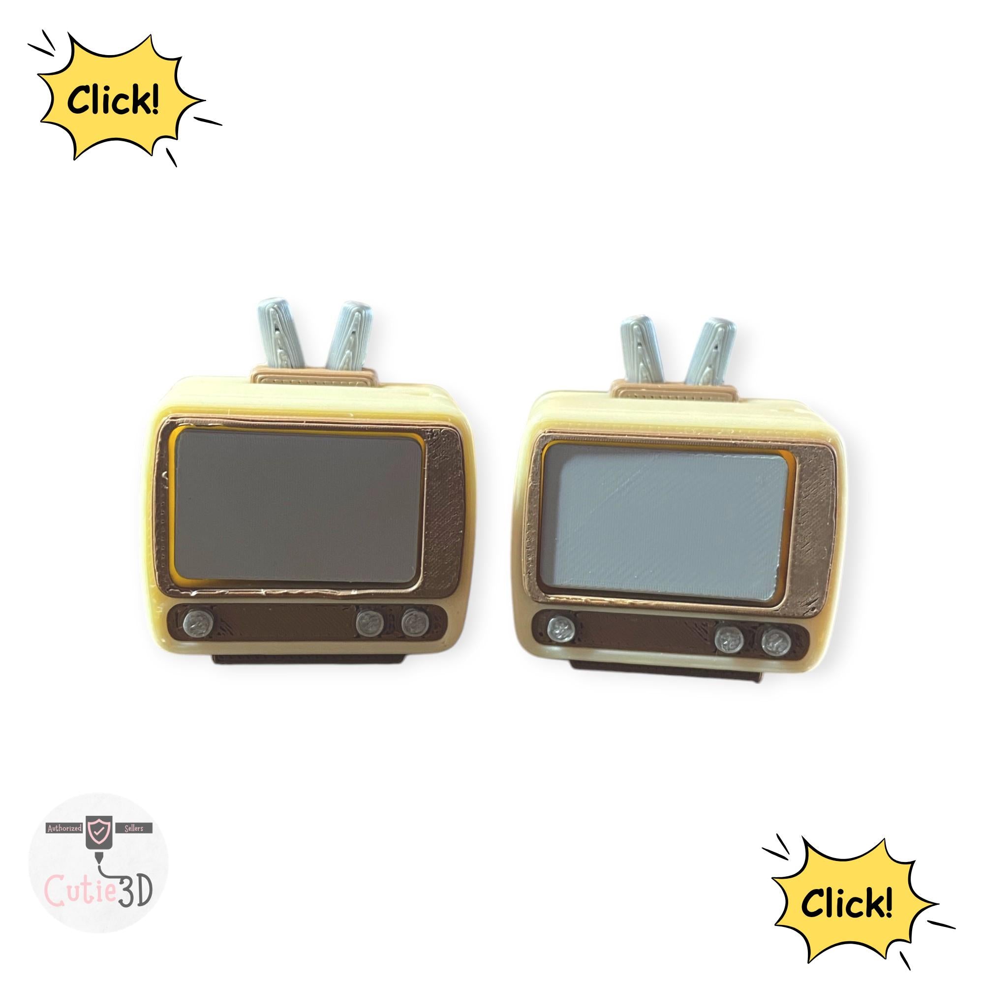 Retro TV Fidget Clicker Keychain | 3D Printed Sensory Toy | Nostalgic Novelty Gift