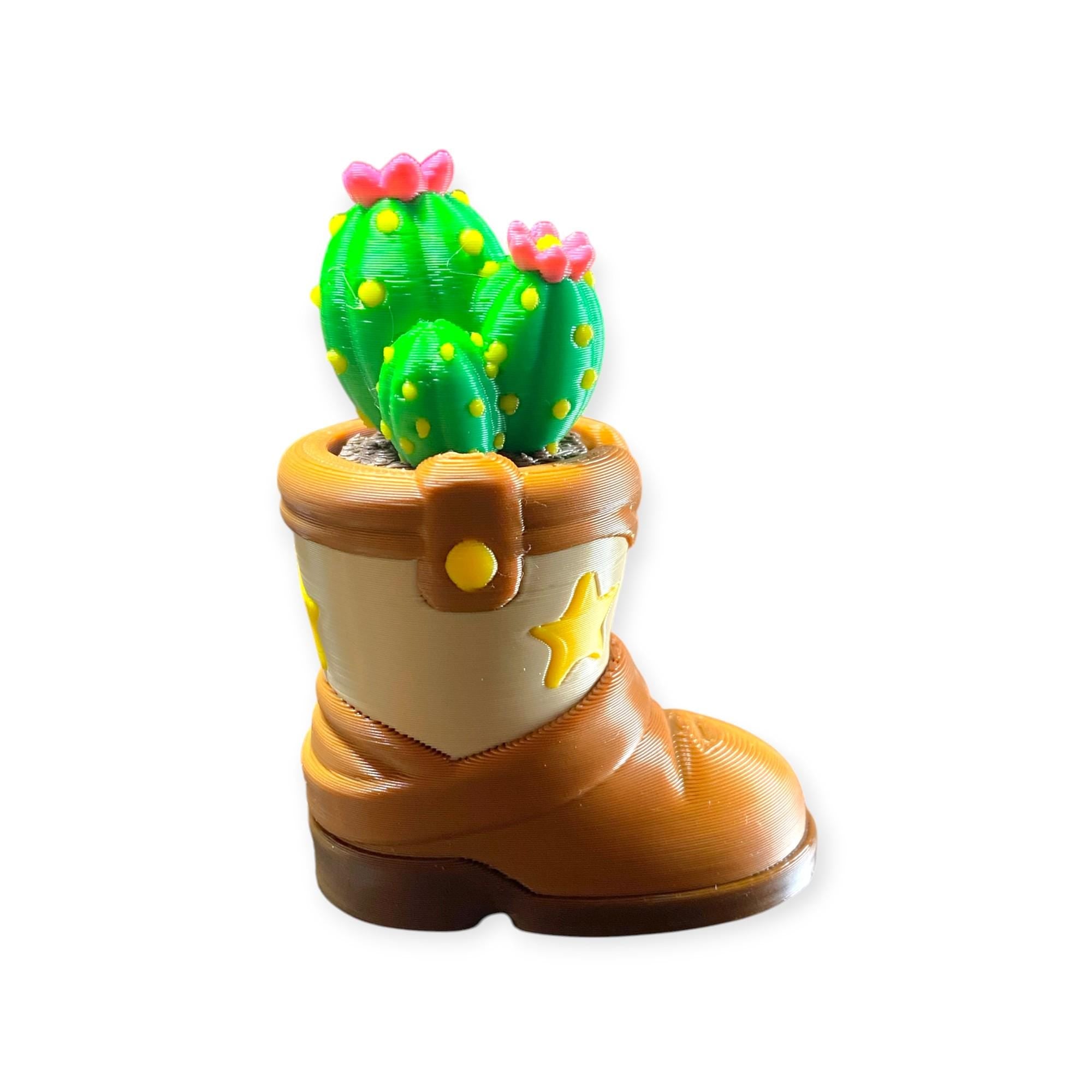 Cactus in Boot Fidget Clicker Keychain | 3D Printed Sensory Toy | Western Gift