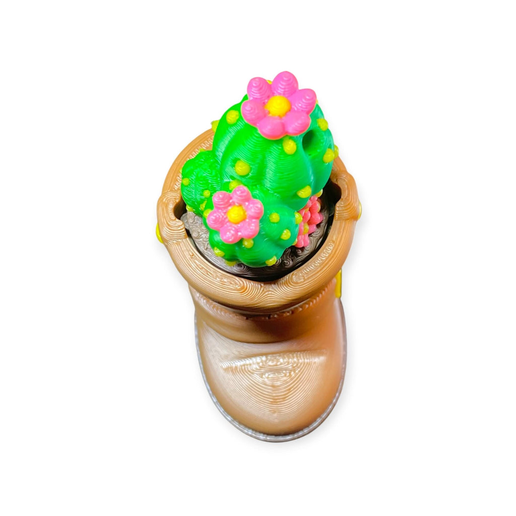 Cactus in Boot Fidget Clicker Keychain | 3D Printed Sensory Toy | Western Gift