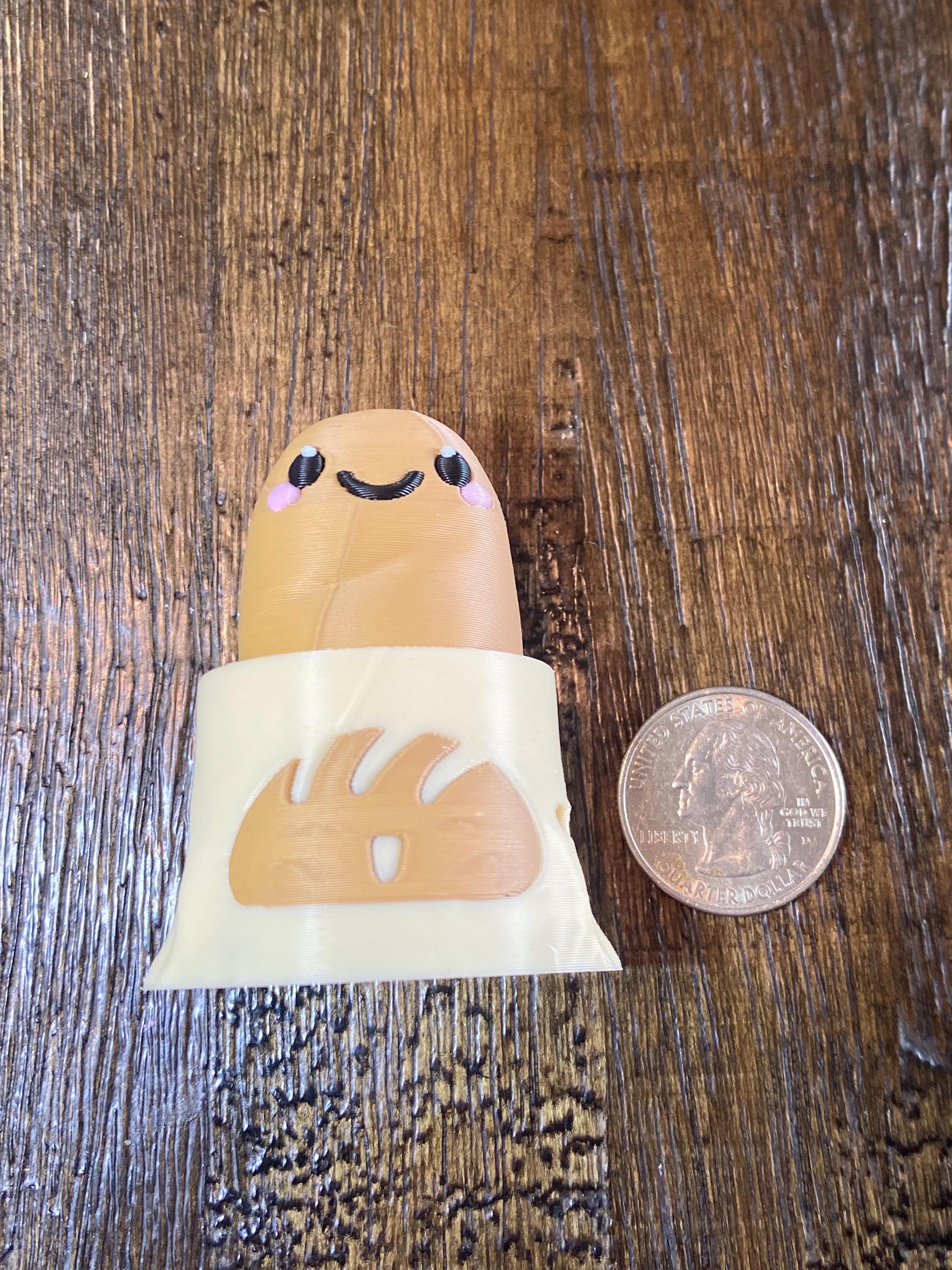 Happy Baguette Fidget Clicker Keychain | 3D Printed Sensory Toy | Foodie Gift