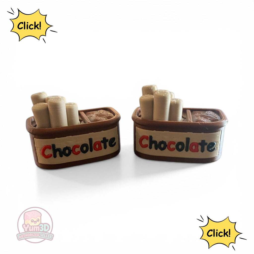 Yummy Chocolaty Breadstick Fidget Clicker Keychain | 3D Printed Sensory Toy | Foodie Gift
