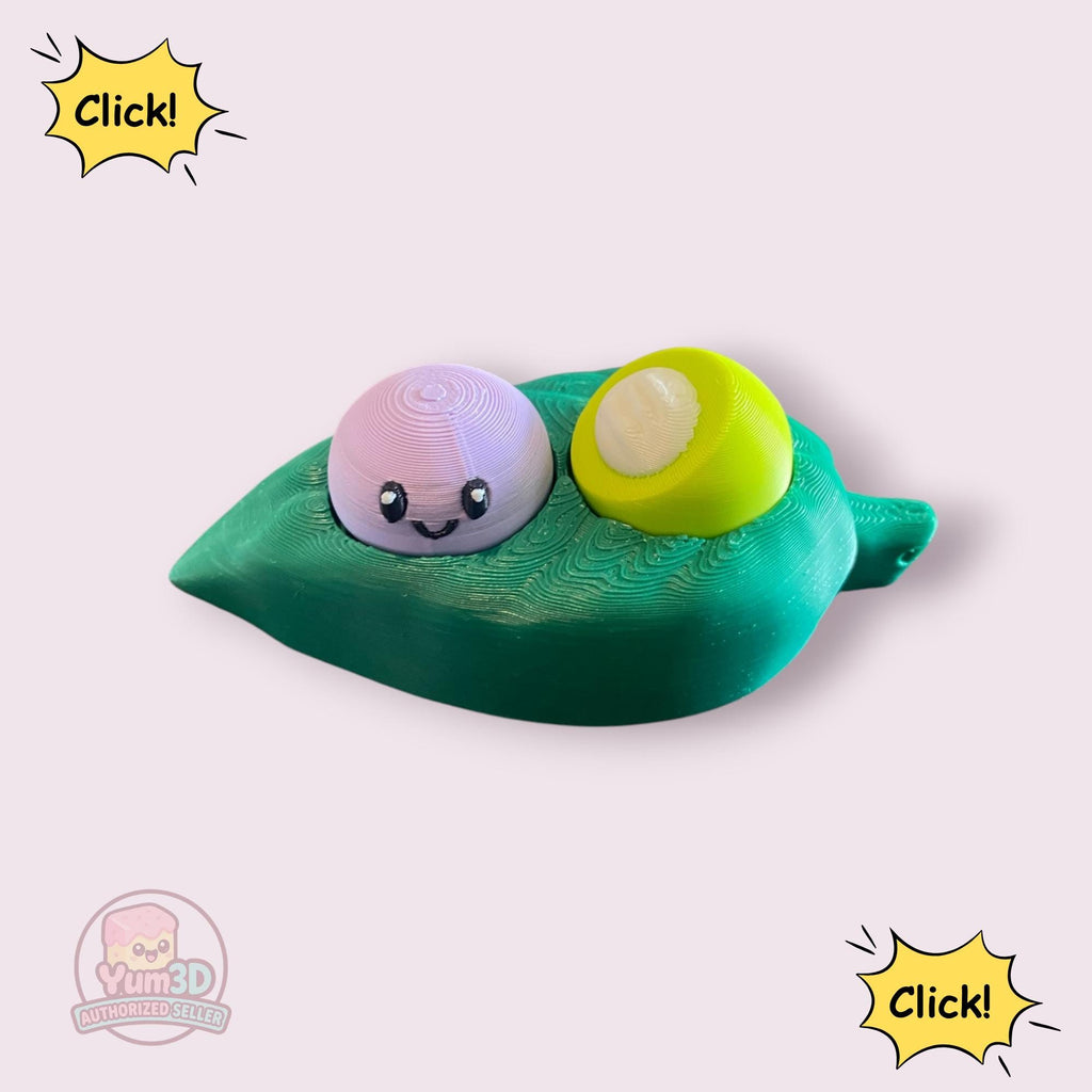 Kawaii Mochi Leaf Fidget Clicker Keychain | 3D Printed Sensory Toy | Foodie Gift