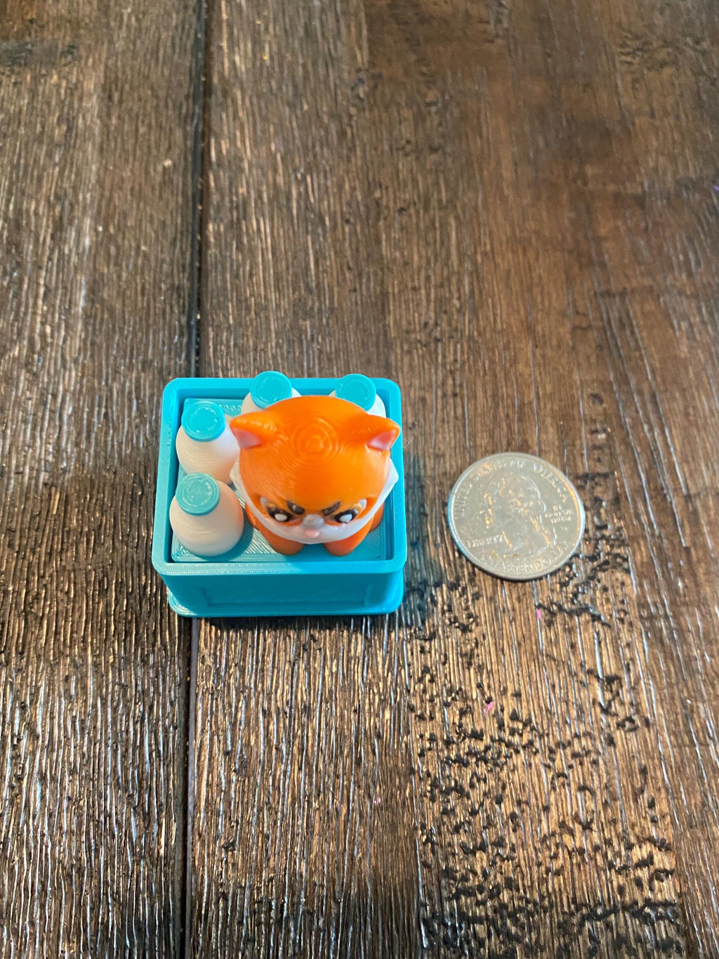 Kitty Cat in Milk Crate Fidget Clicker Keychain | 3D Printed Sensory Toy | Cat Gift