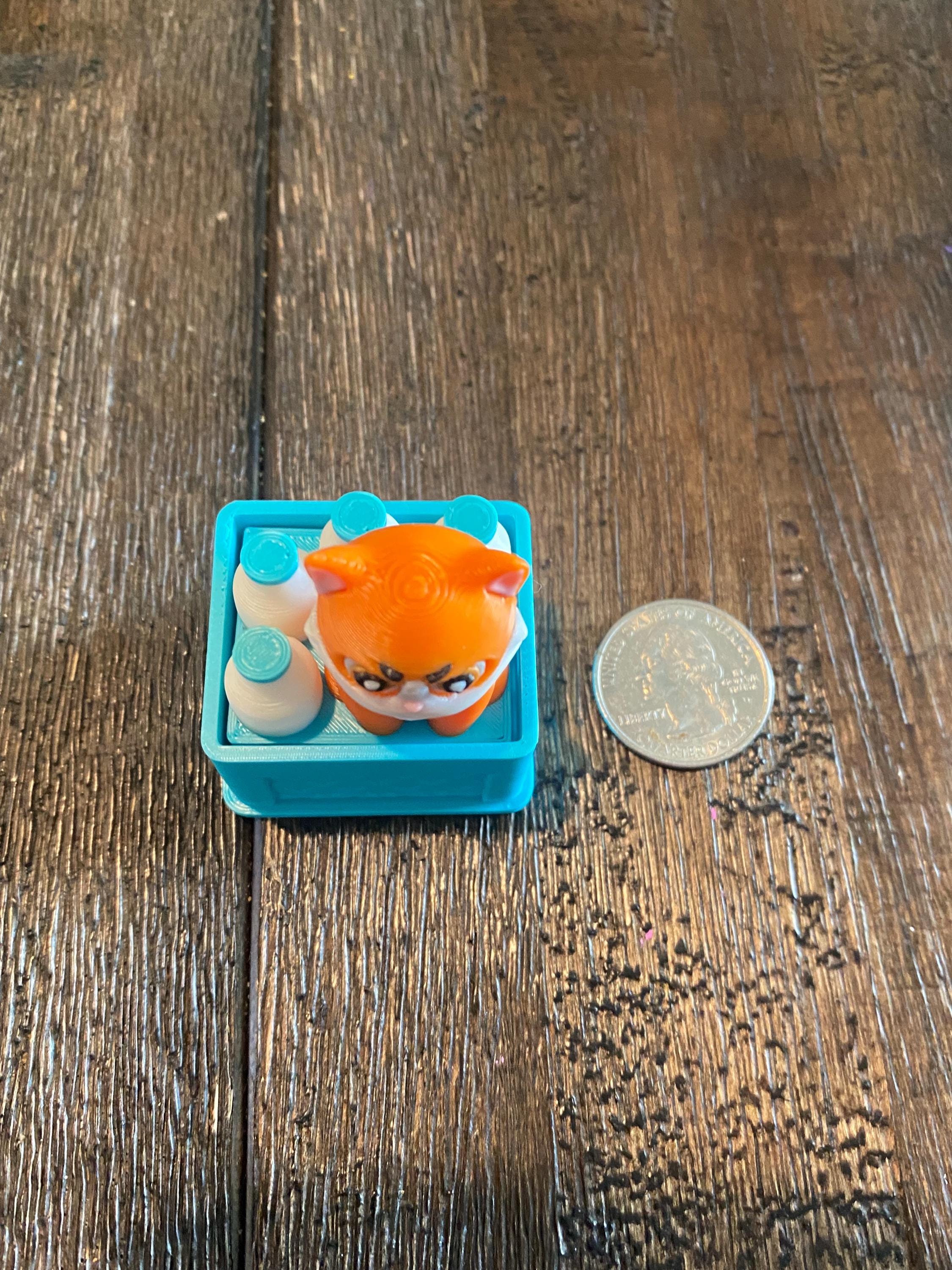Kitty Cat in Milk Crate Fidget Clicker Keychain | 3D Printed Sensory Toy | Cat Gift