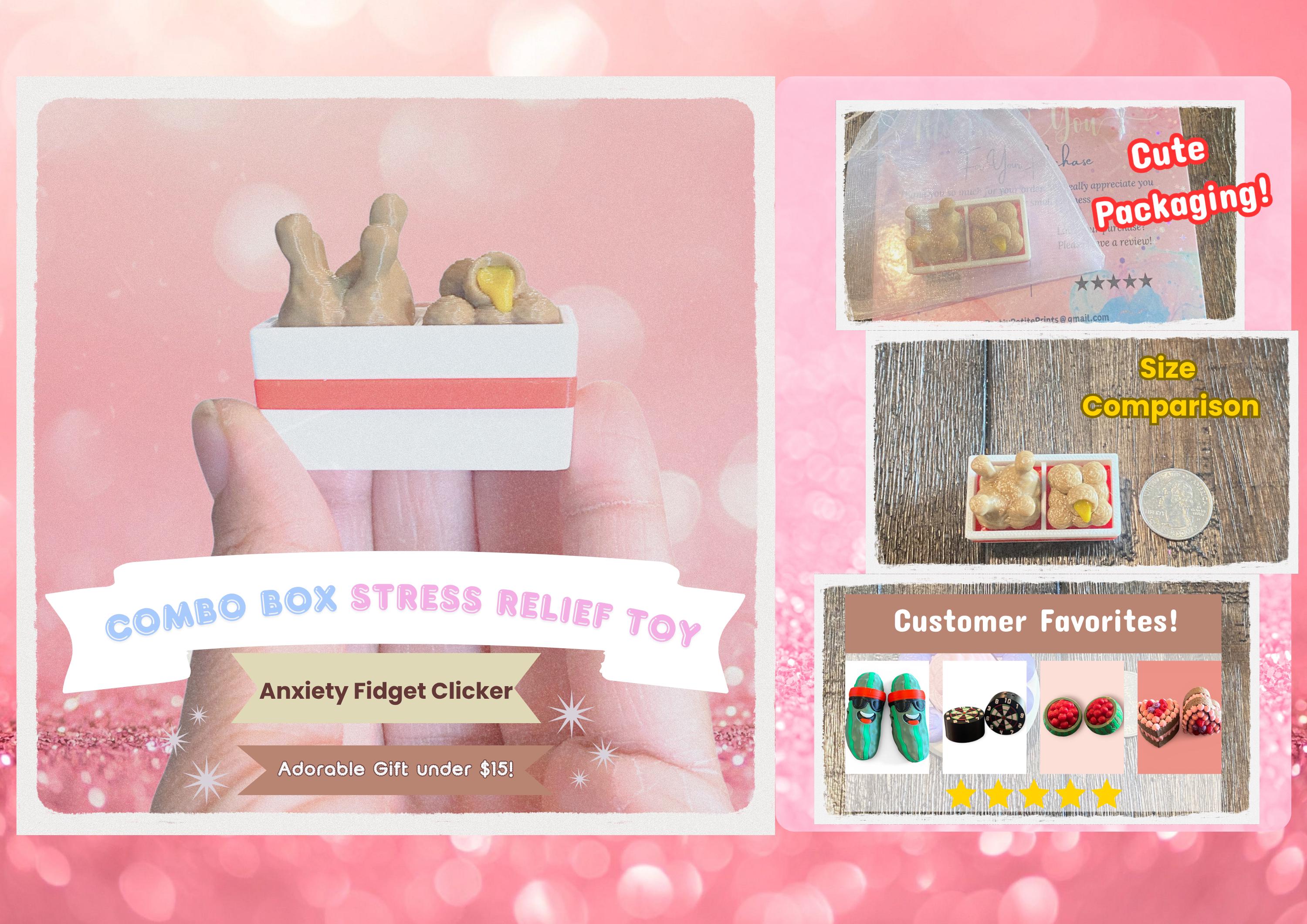 Delicious Fried Combo Box Fidget Clicker Keychain | 3D Printed Sensory Toy | Foodie Gift